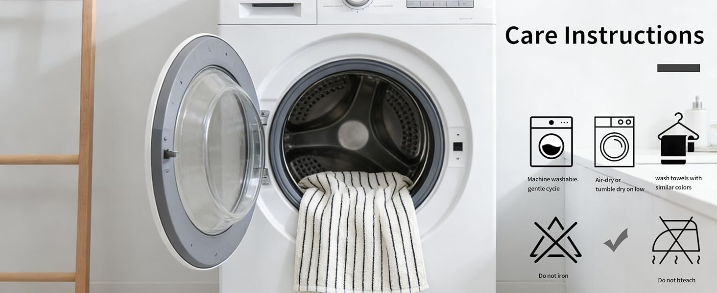 6 Piece Black and White Striped Hand Towels,100% Cotton Bathroom Towels Ultra
