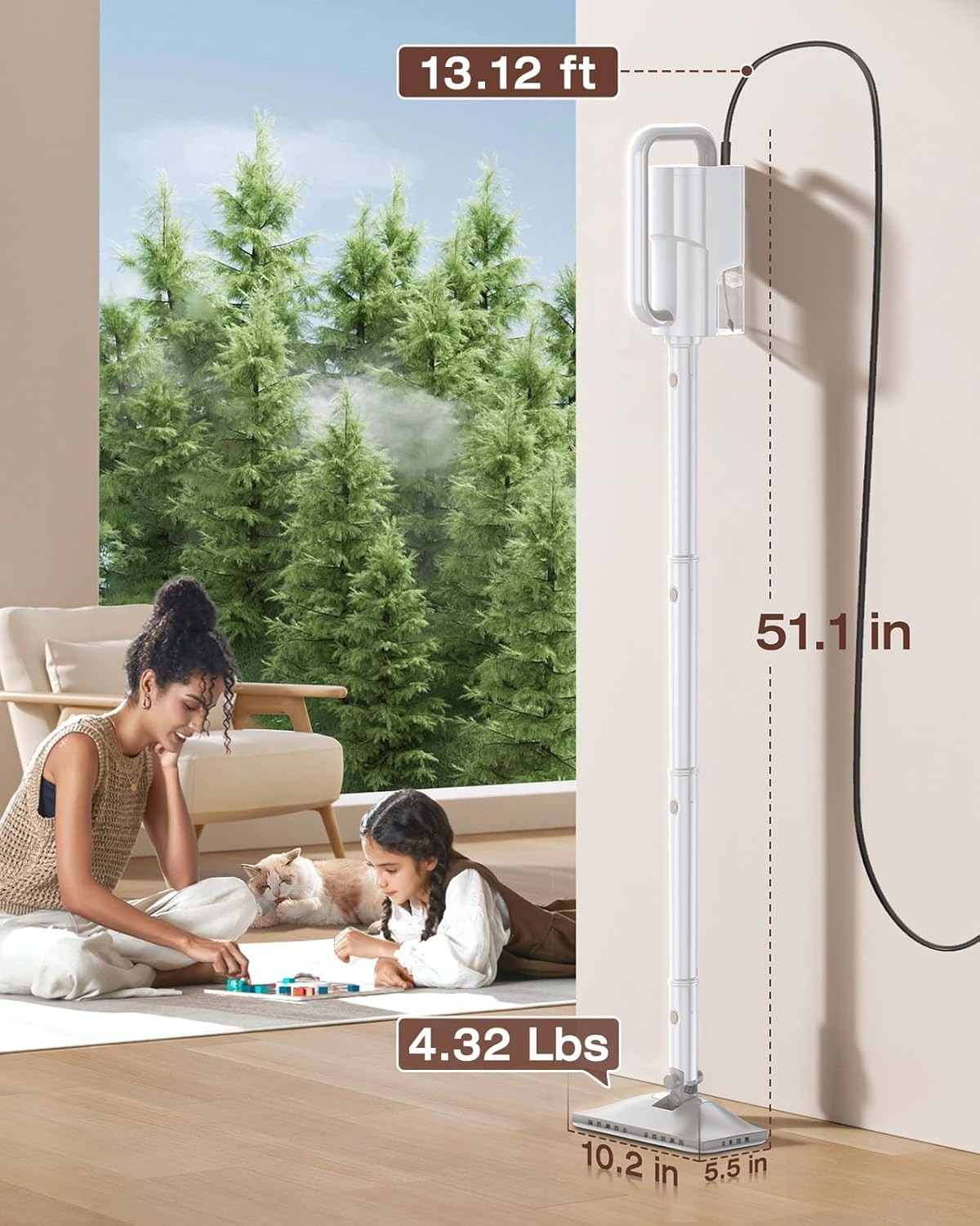 10-in-1 Steam Mop & Handheld Cleaner, 350ml Tank, 10s Heat-Up for Quick Cleaning