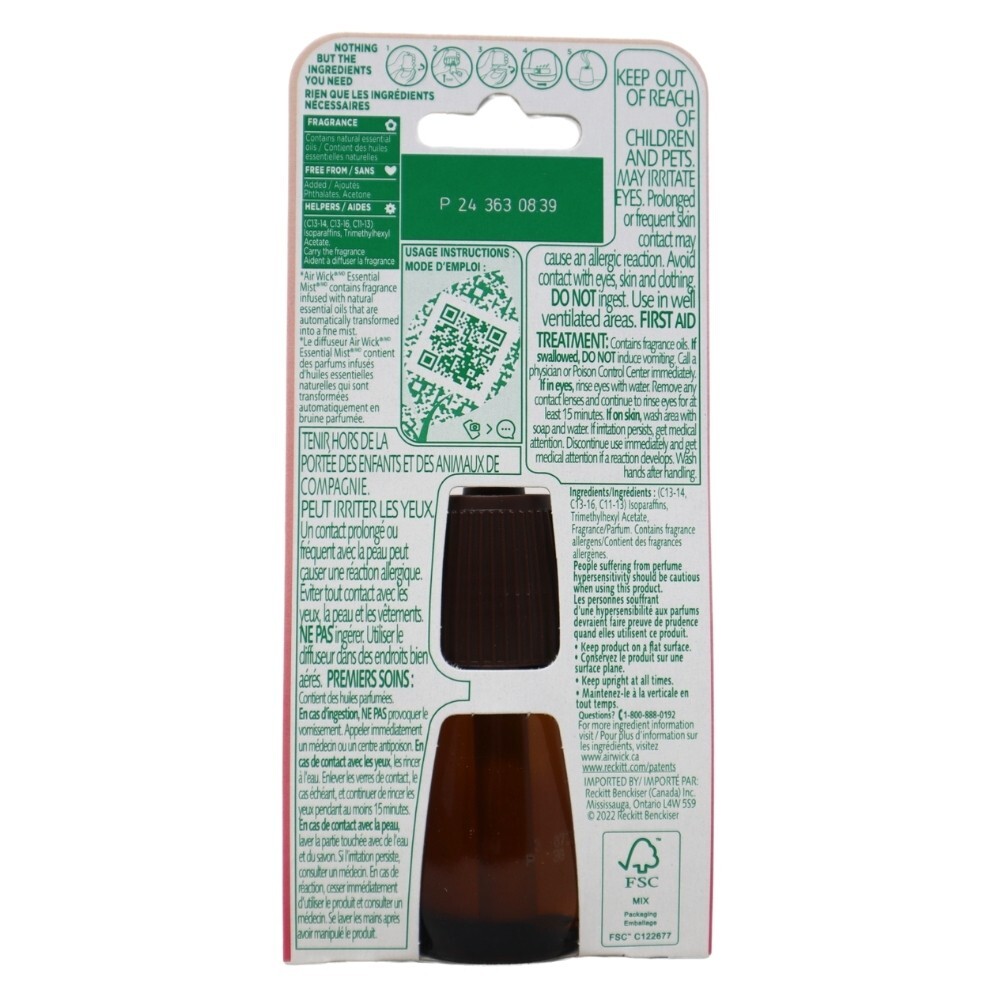 Box of 6x Air Wick Essential Mist Refill, Vanilla & Pink Papaya, 0.67 Oz