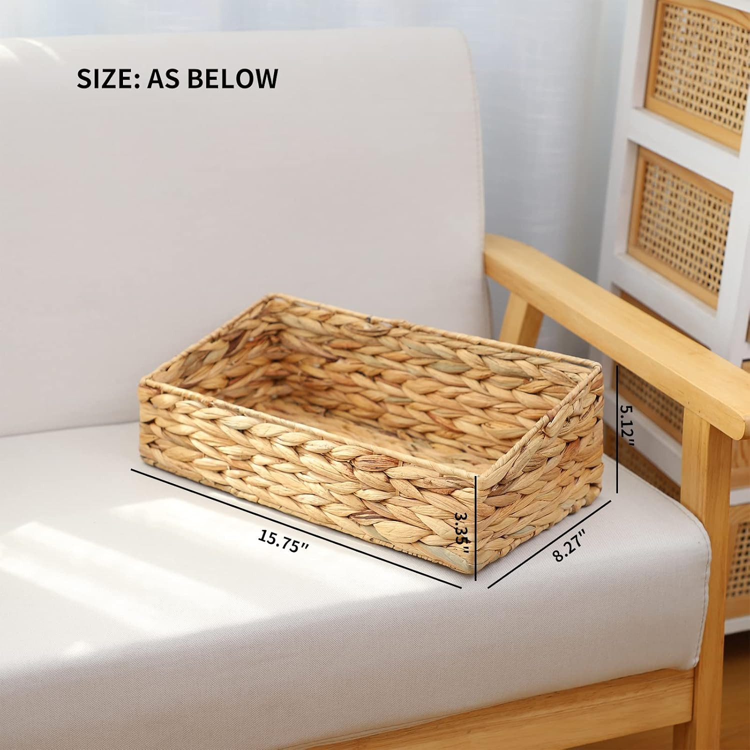 Hand Woven Water Hyacinth Trapezoid Baskets for Home Organization