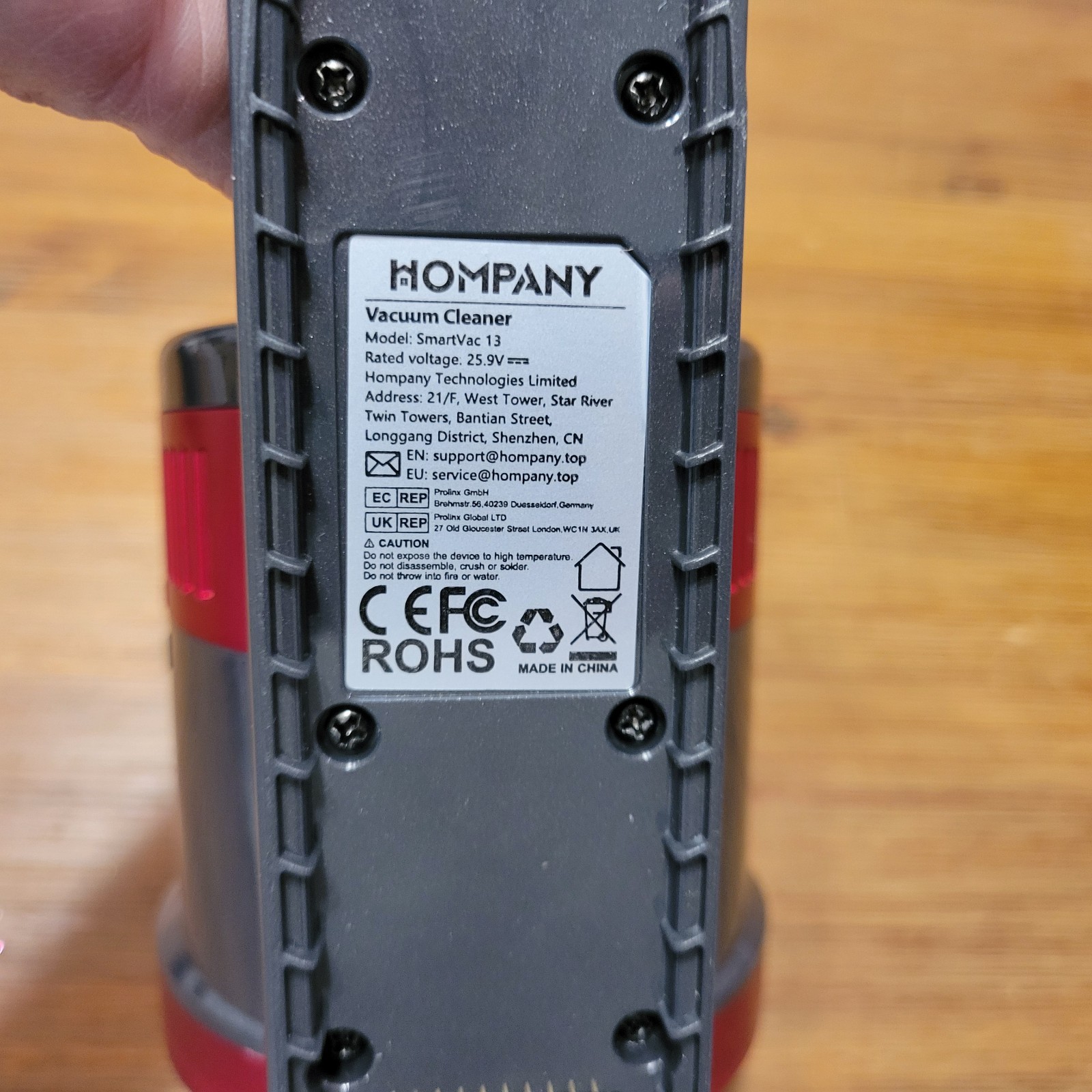 Hompany SmartVac 13 Vacuum Cleaner Main Unit Motor Red Tested Working Part
