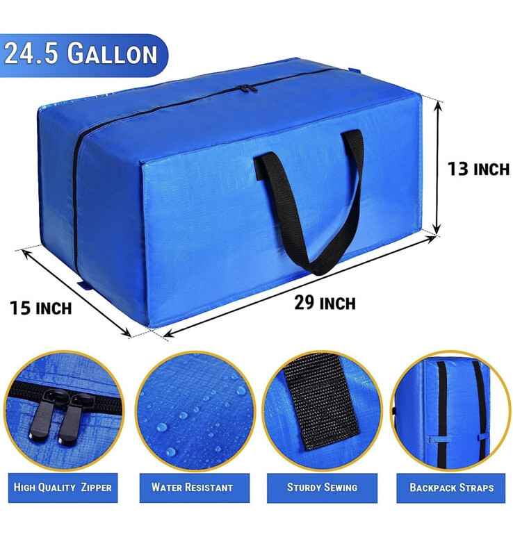 Moving Boxes Heavy Duty Extra Large Storage Bags, Blue Moving Bags Totes 4 Pack
