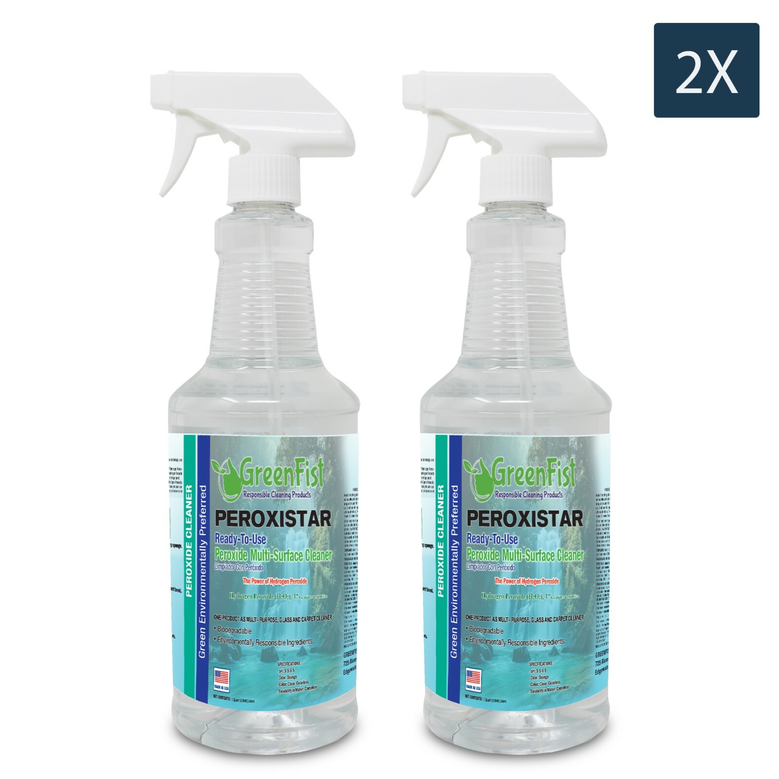 Hydrogen Peroxide All Purpose( Toilet, Carpet,Glass,Stain) Cleaner 32 oz (2x)