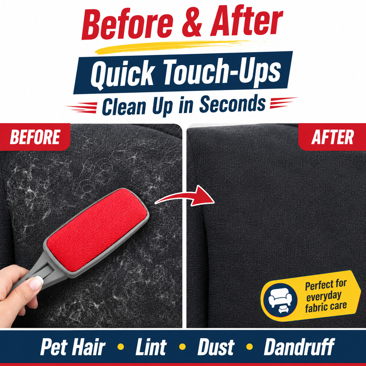 3 SWIVEL MAGIC Lint BRUSH Clothes Fabric Pet Hair Dust Dandruff Remover USA