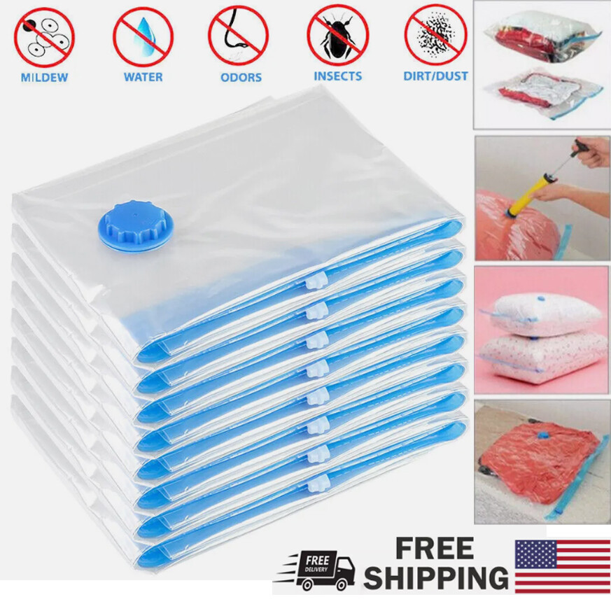 10 x Jumbo Vacuum Storage Bags Travel Space Saver Garment Seal Clothes Organizer