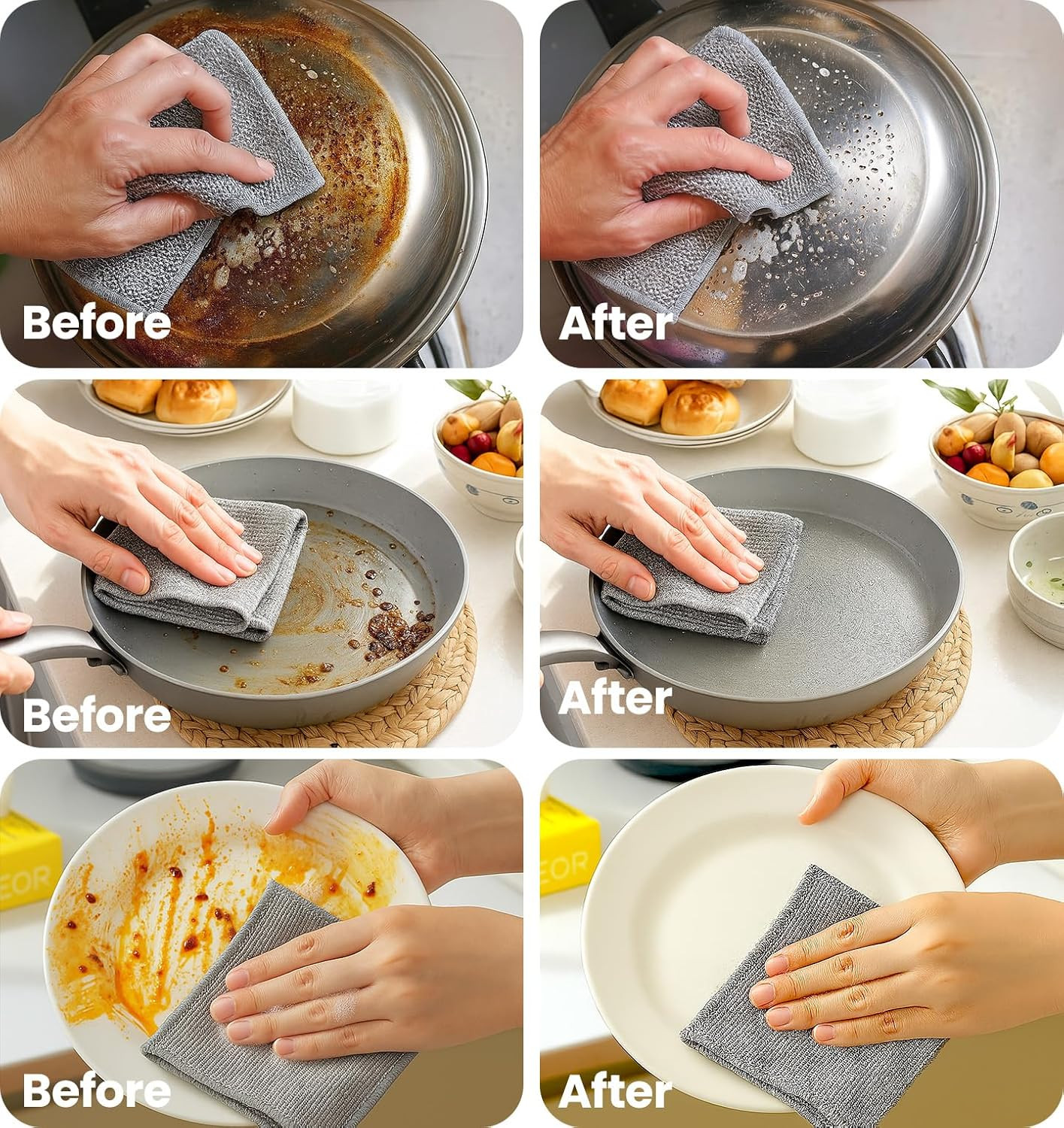 10pc Non-Scratch Wire Dish Cloth Multipurpose Single Layer Mesh Scrubber Rags