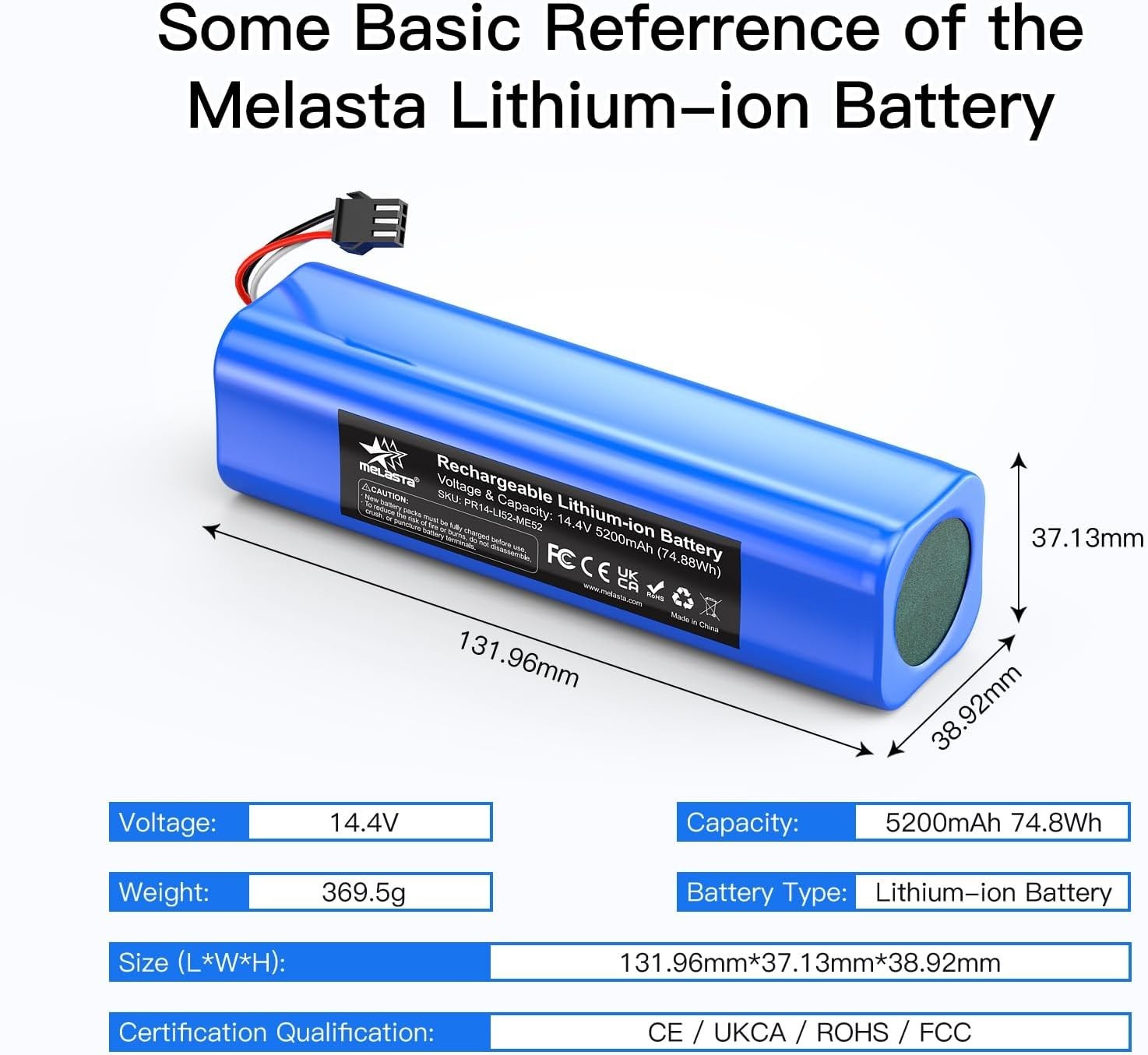 High Capacity 5200mAh Battery for Proscenic M7 Pro