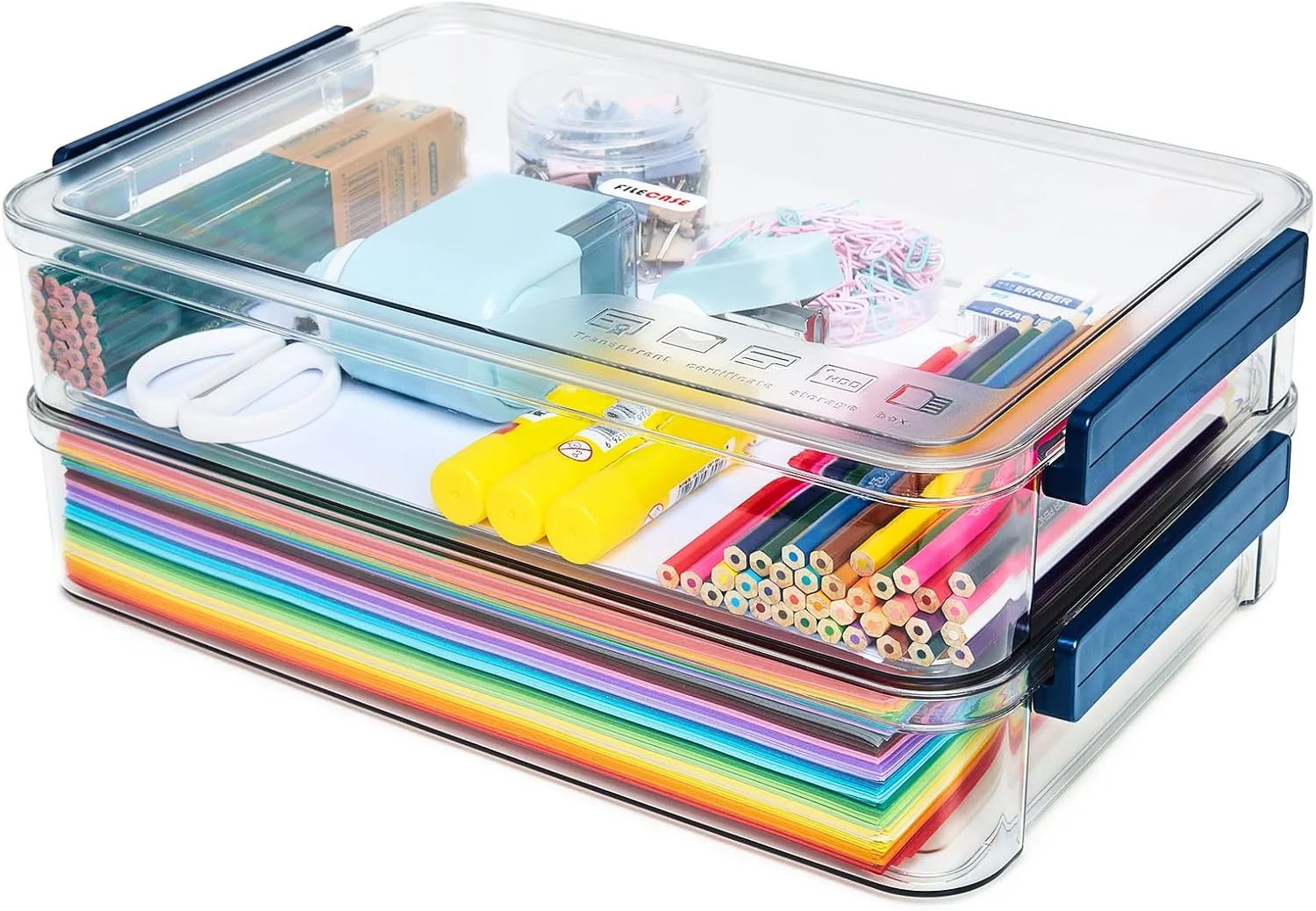 9×13 Clear Plastic Project Case Stackable Storage Box 2-Pack 5.5Qt Container