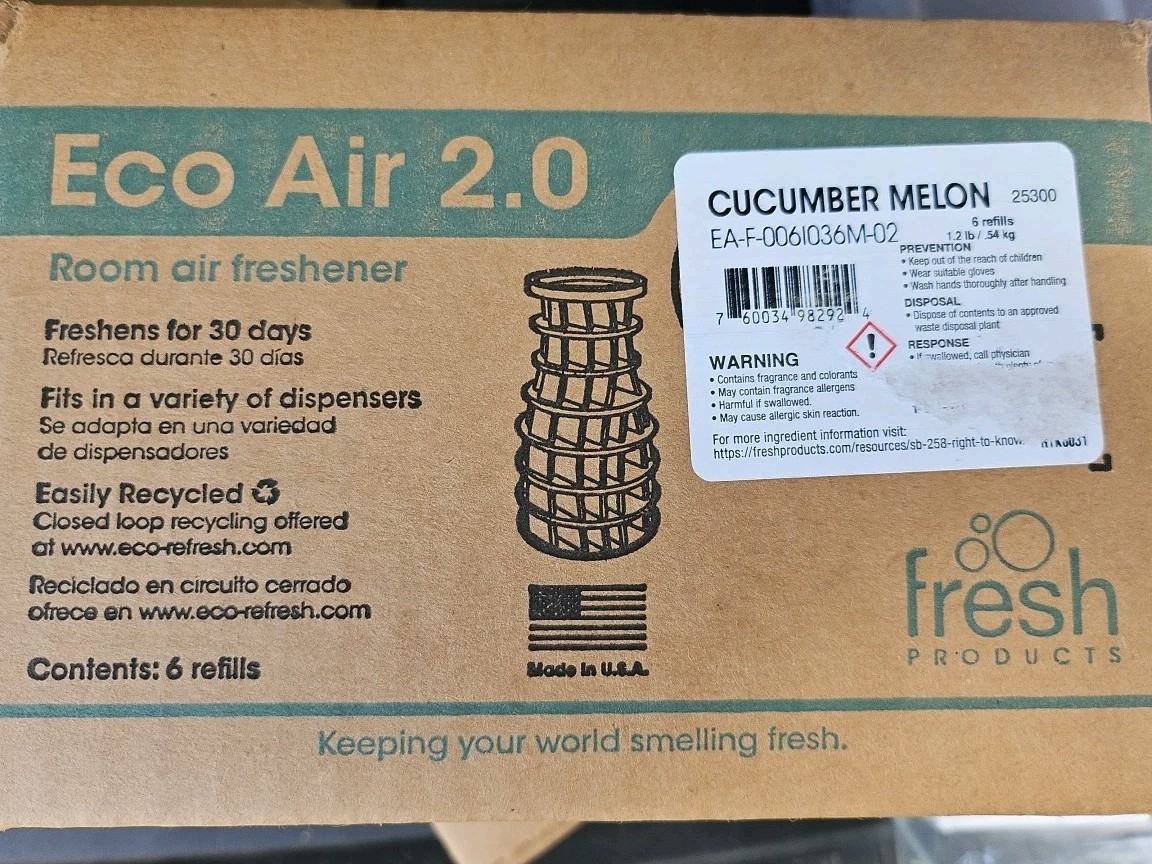 Fresh Products Eco Air 30-Day Freshener Refill, Cucumber Melon, 6 Refills