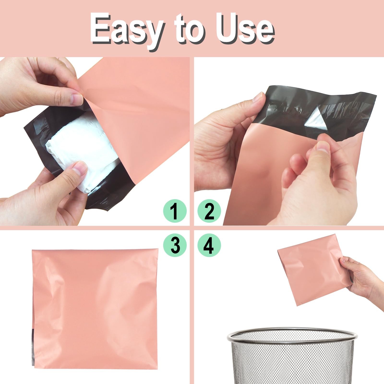 100 PCS Sanitary Napkin Disposal Bags, Feminine 1 Count (Pack of 100), Pink