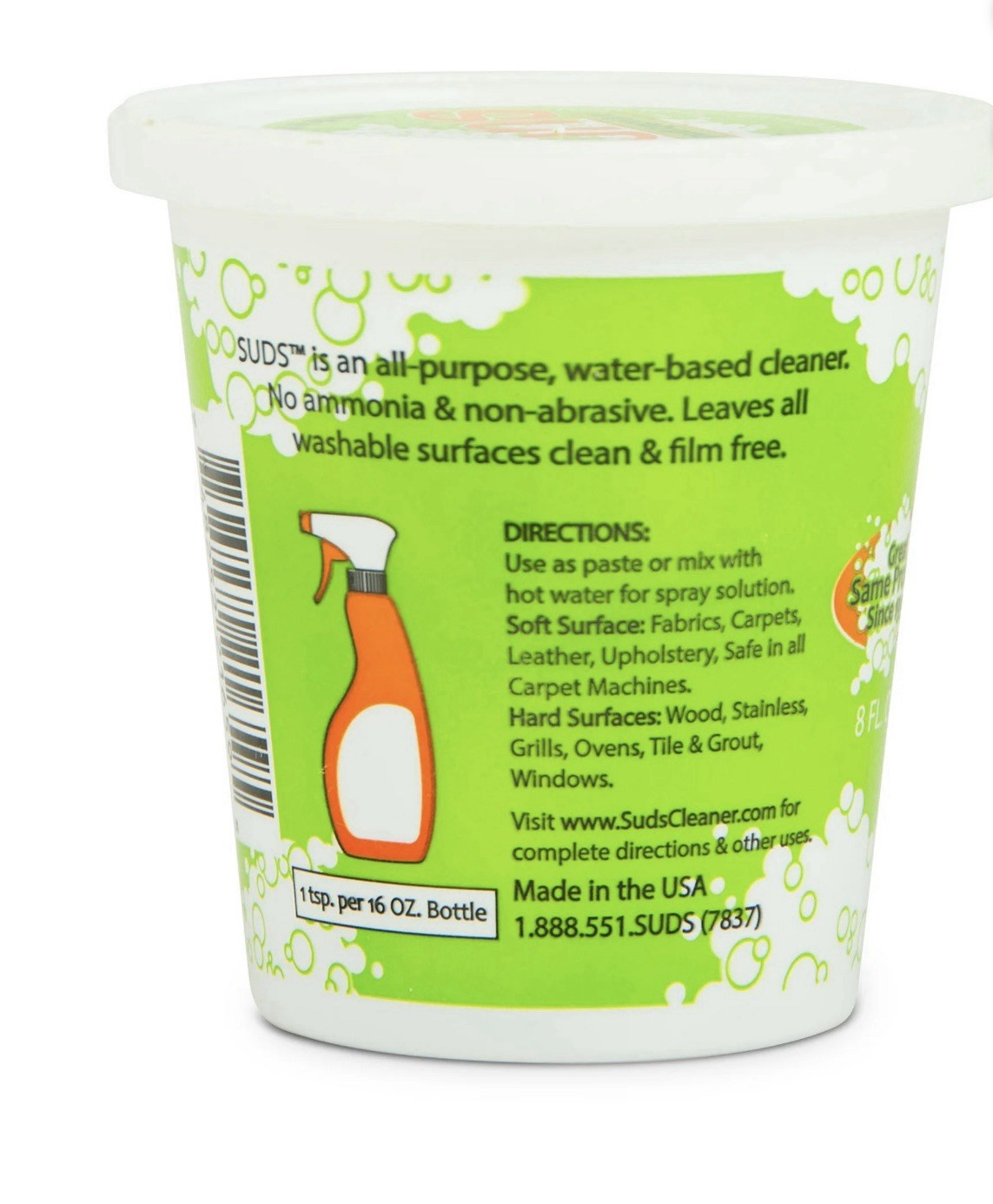 SUDS ALL PURPOSE NON-TOXIC Bio-Degradable CLEANER 8oz NEW 6 Jars Plus Specialty