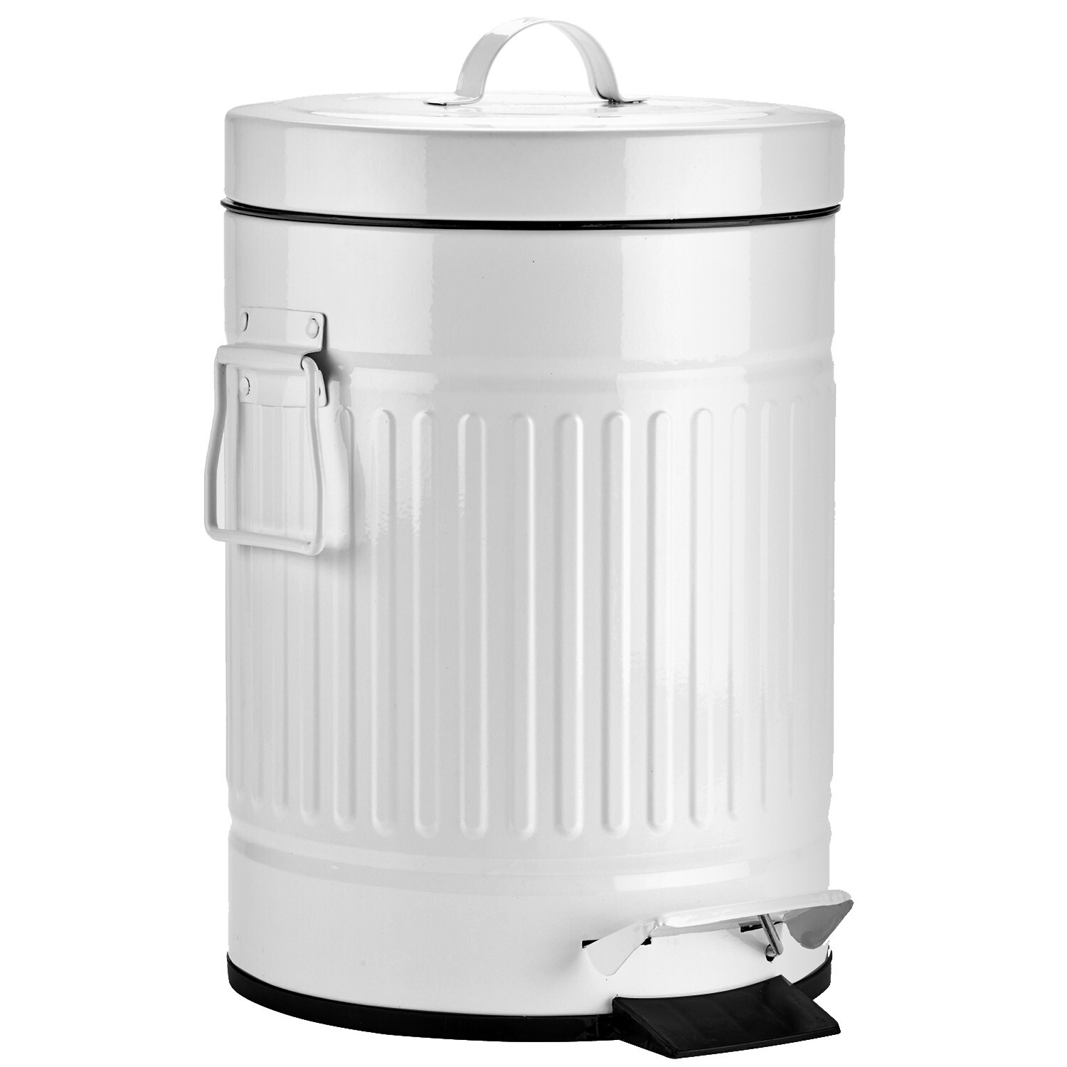 Autumn Alley White Metal Pedal Waste Bin | 5L, 1.3 Gallon Trash Can