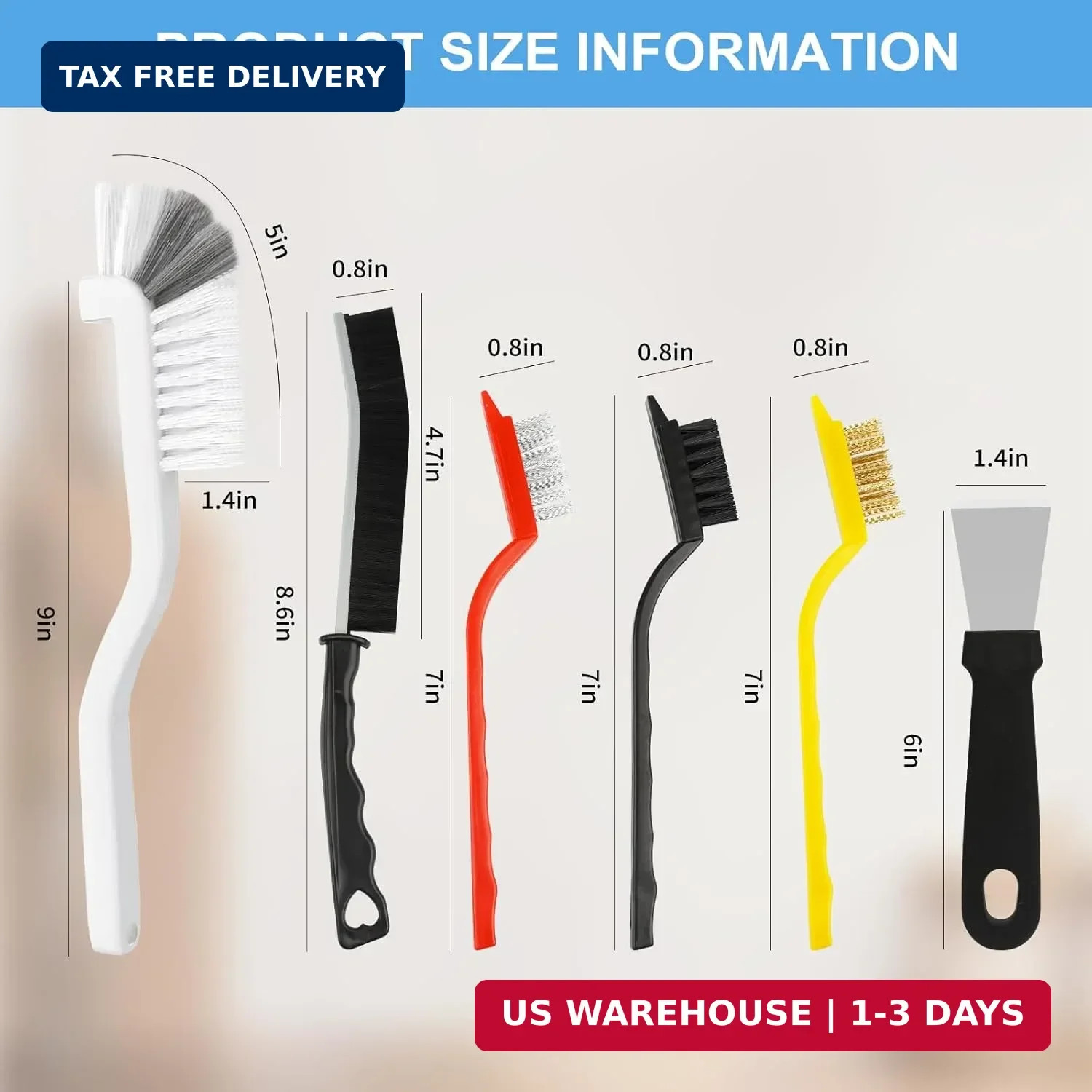 11Pcs Crevice Cleaning Brush Set, Hard Bristle Cleaning Supplies for Kitchen, Ba