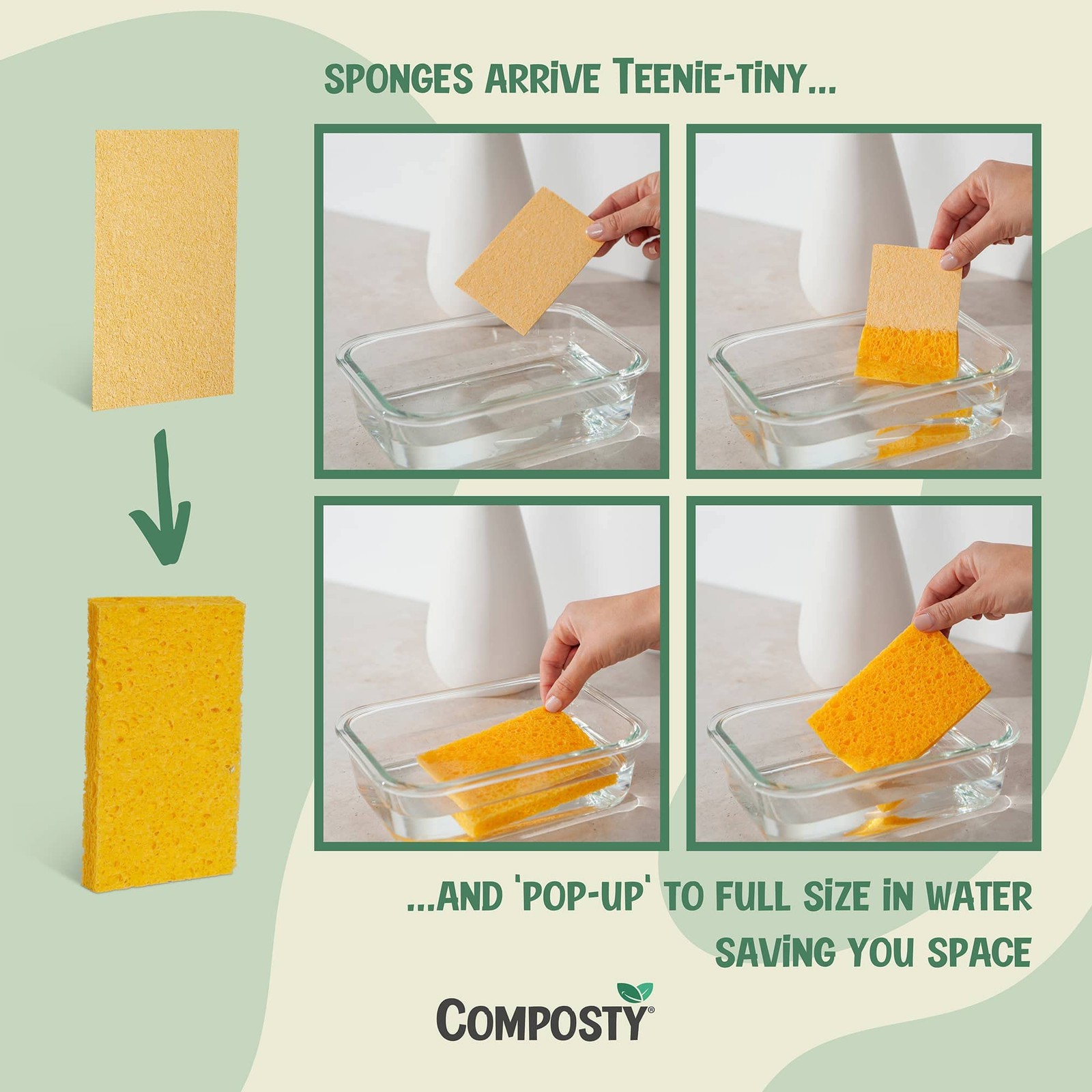 Pop-Up Compostable Sponges 12-Pack – Eco-Friendly Biodegradable Cellulose Kit…