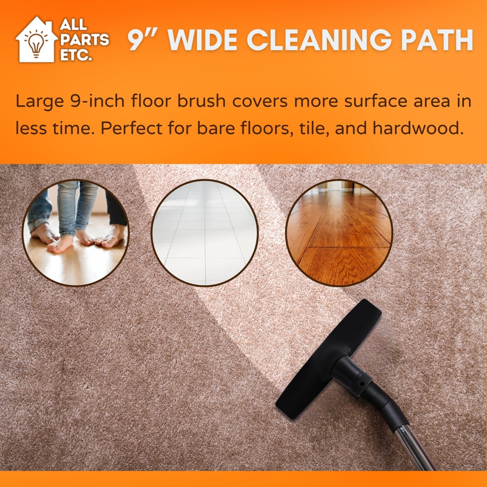 Floor Brush Compatible with Kenmore Canister Vacuum Bare Surface Part #52682