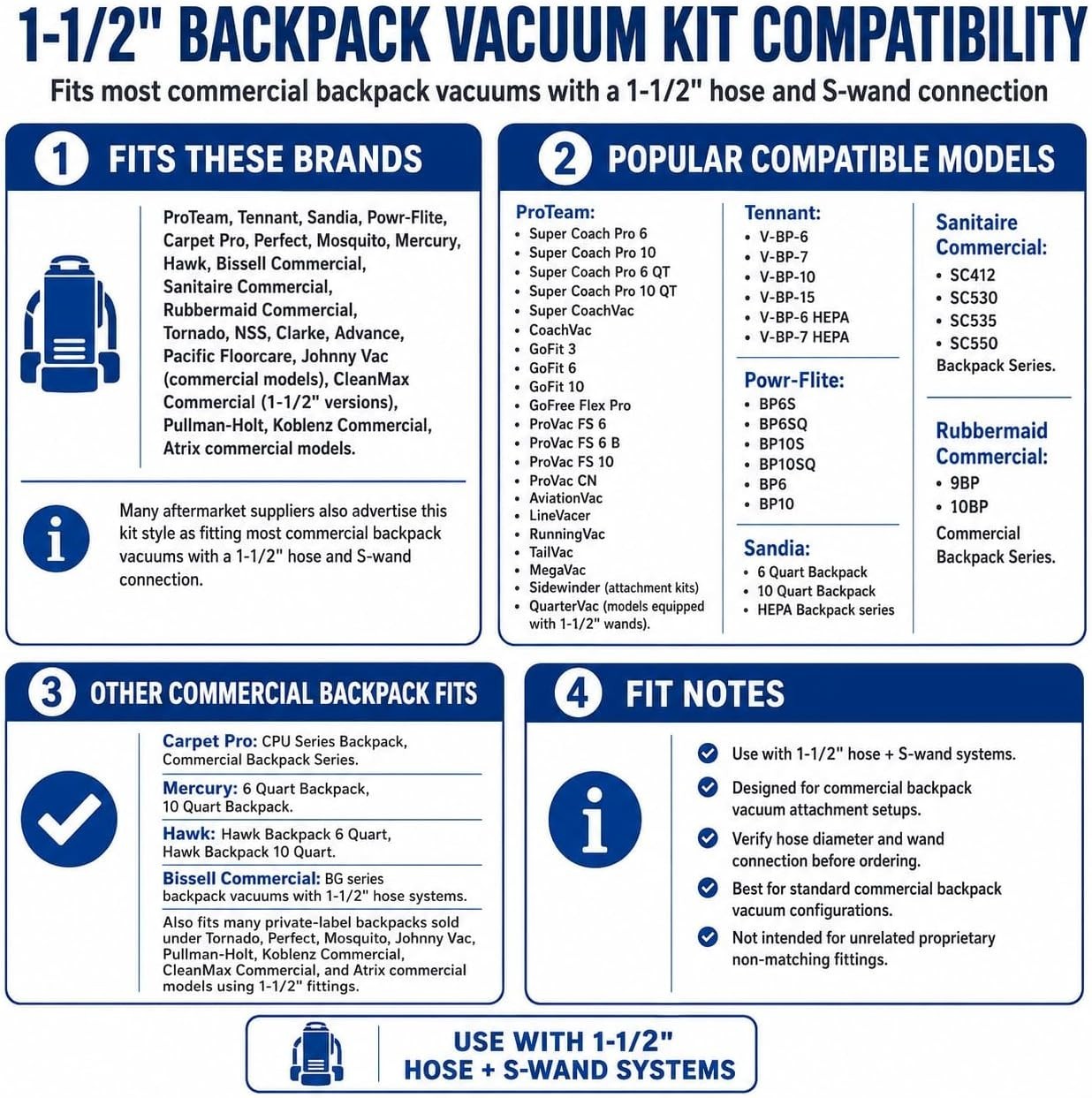Backpack Vacuum Cleaner Hard Wood Tile Floor Brush 14” Wide with Bumper for N…