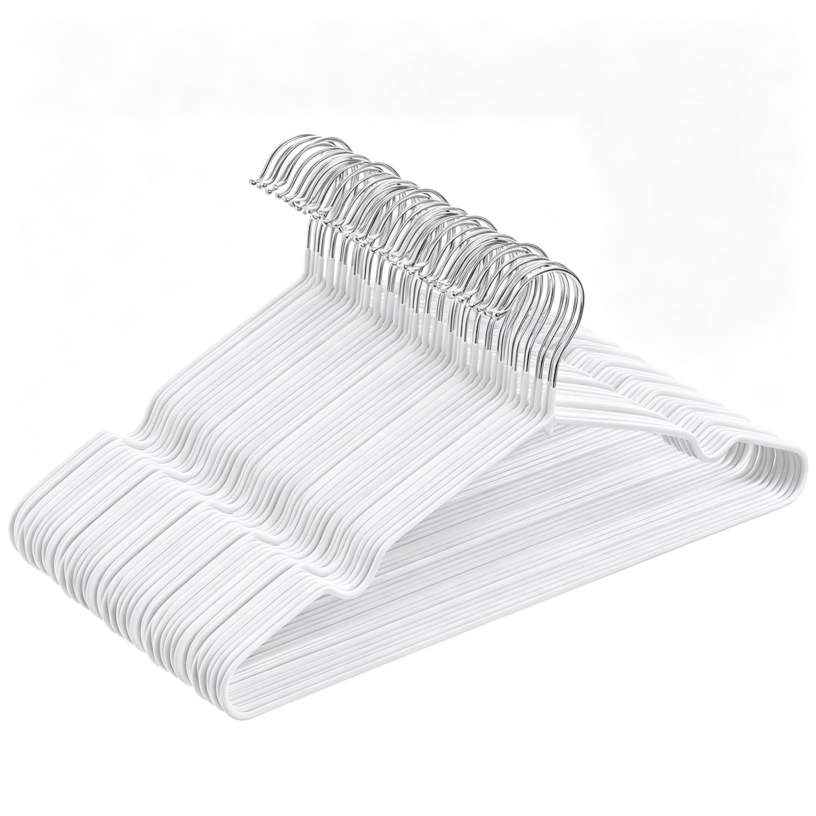 Tosnail 50 Pack Stainless Steel Wire Metal Hangers, 16″ x 7.75″, White