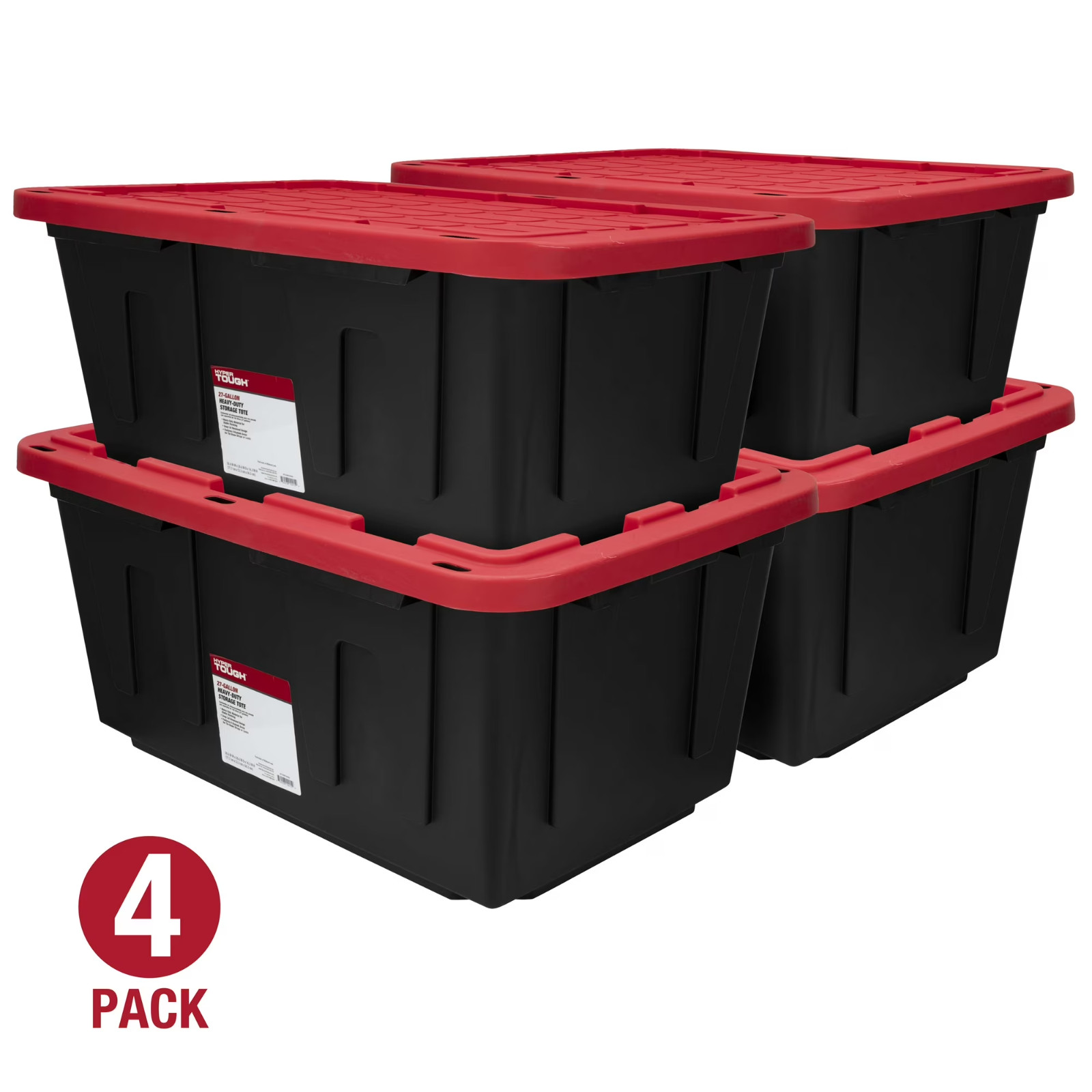 27 Gallon Large Plastic Storage Container with Snap-On Lid, Pack of 4 New
