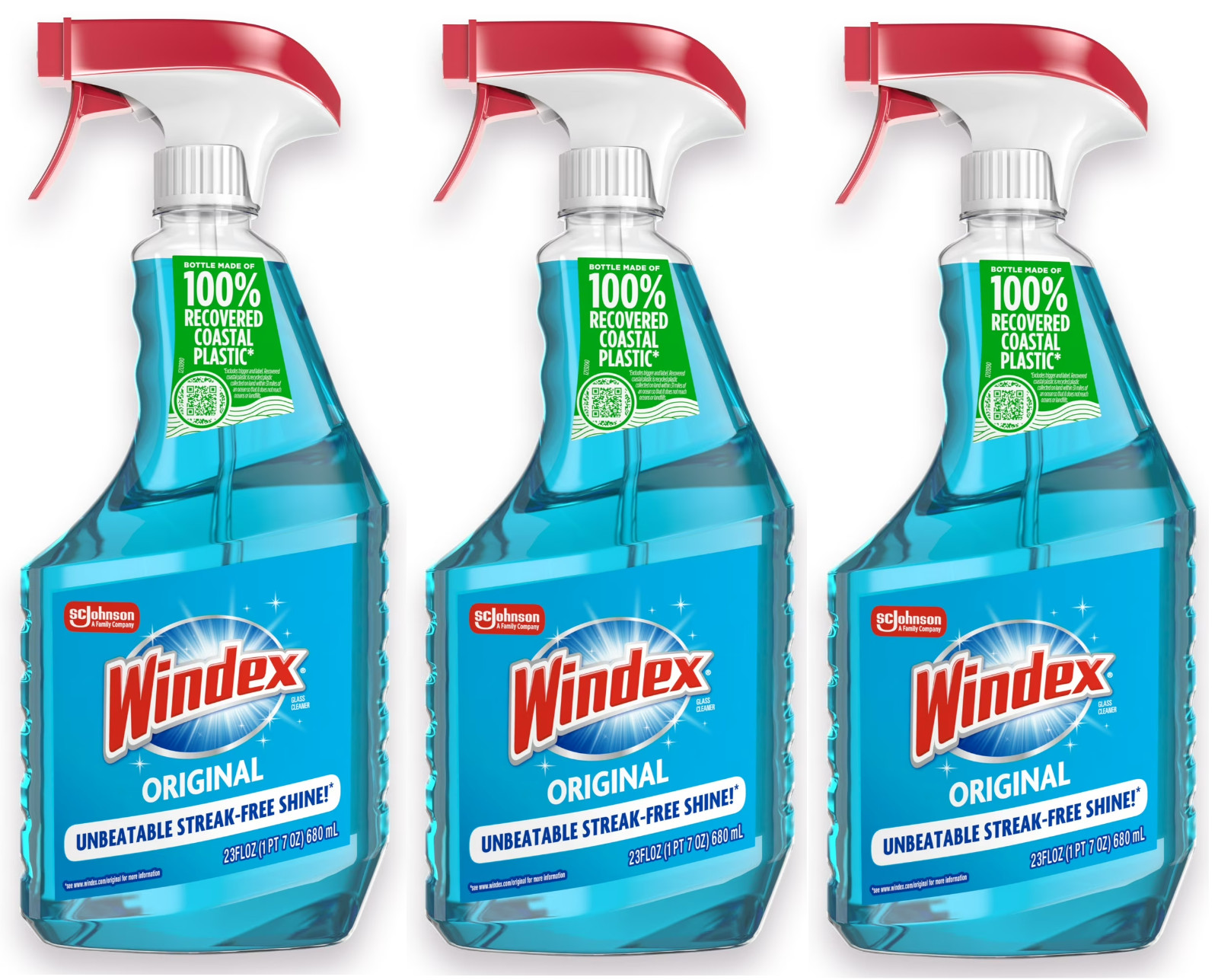 Windex Glass and Window Cleaner Spray Bottle, Original Blue, 23 fl oz (3 Pack)