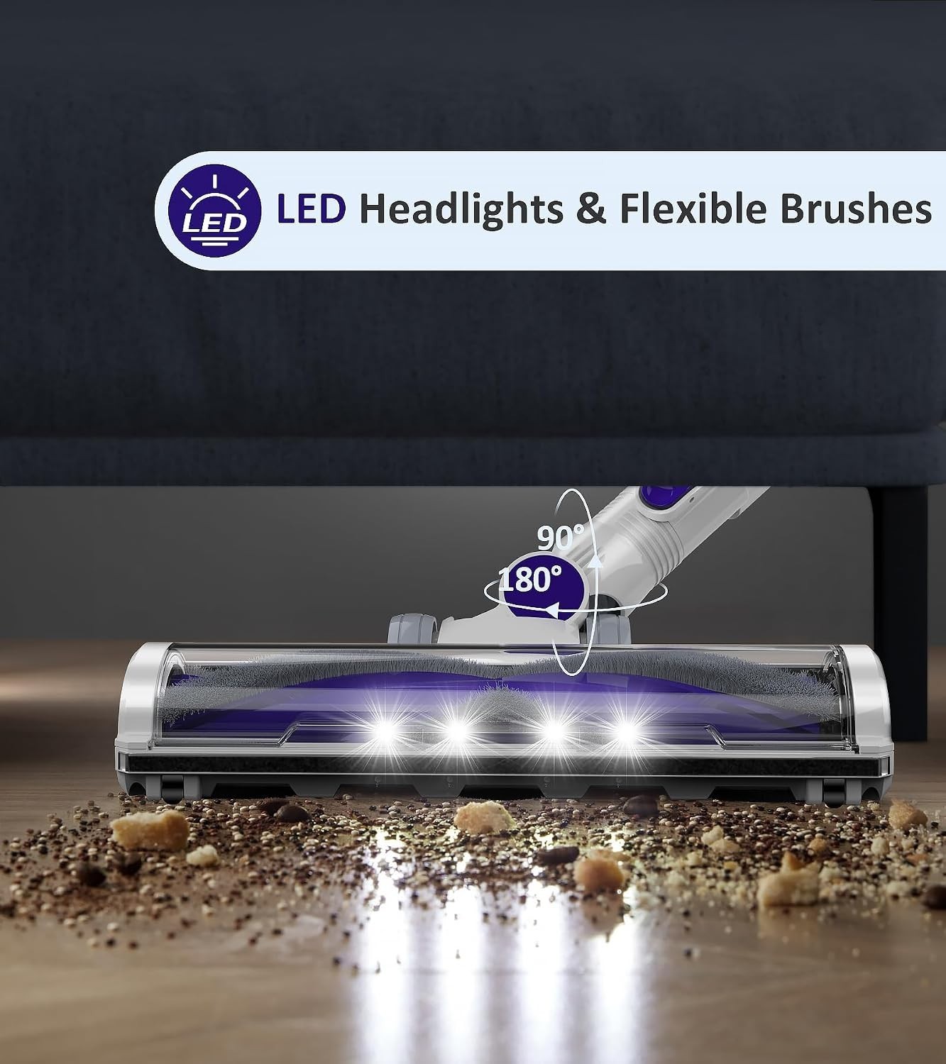 Cordless Vacuum Cleaner 20000Pa Powerful Suction Stick Lightweight 30Mins Runtim