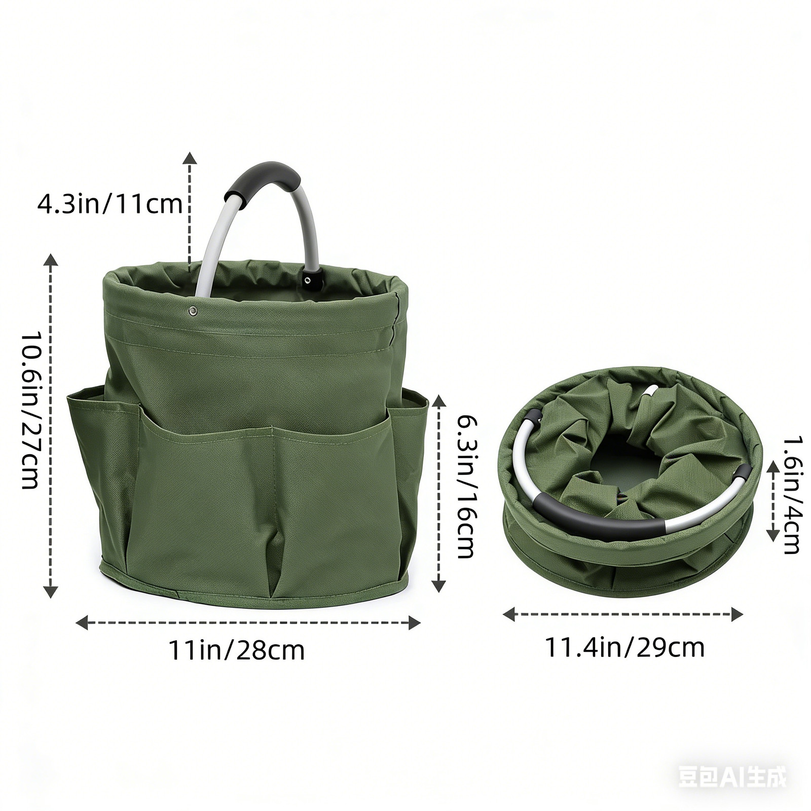 Collapsible Garden Caddy, Durable Oxford Cloth Tool Organizer with Handle