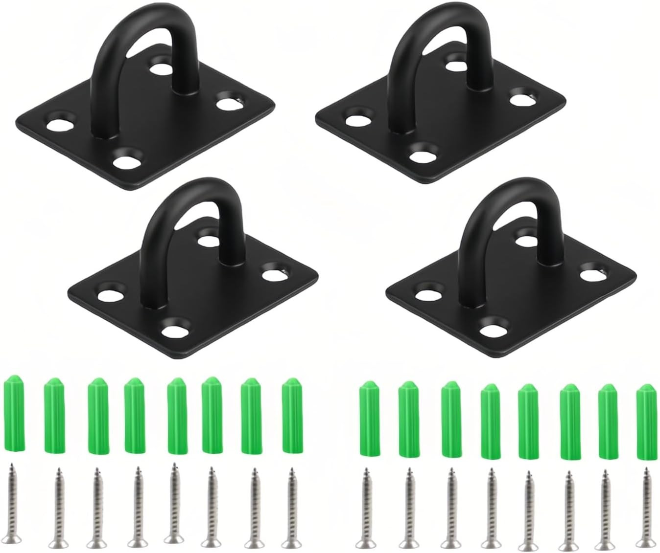4 Pack Stainless Steel Ceiling Hook Eye Plate 80LB Load Hammock Swing Yoga Black