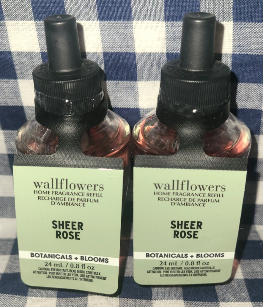 NEW 2-Pack SHEER ROSE Wallflower Refill Bulbs SEALED 0.8 oz Bath & Body Works