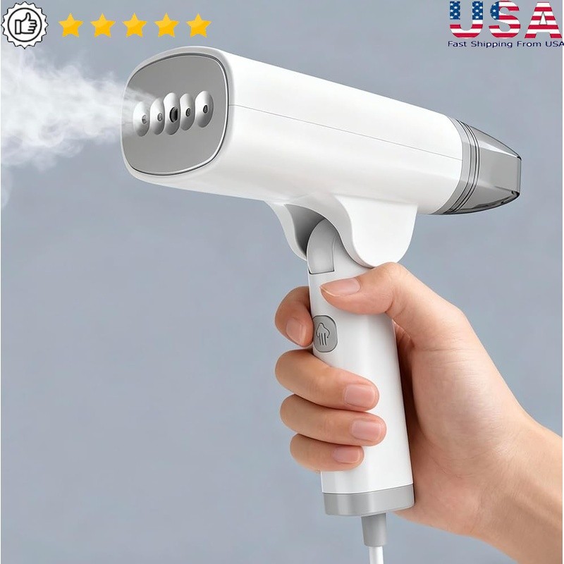 1300W Portable Garment Steamer 10s Fast Heat Up 2in1 Handheld Iron Travel Use