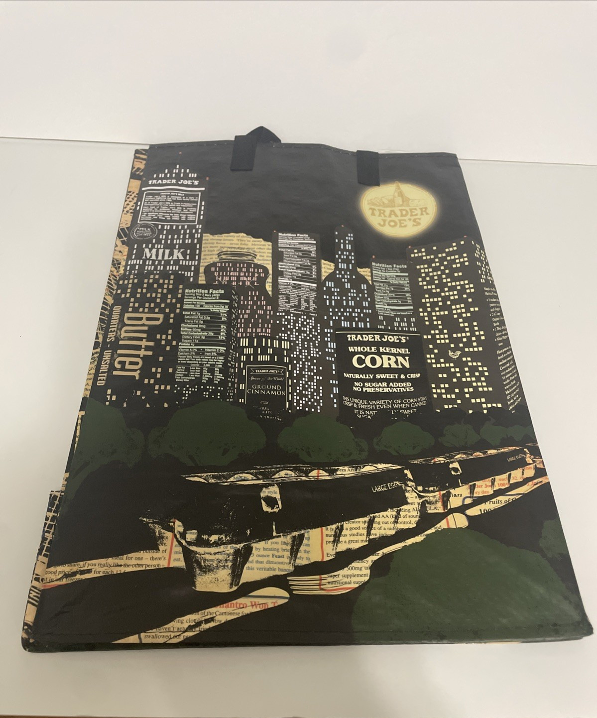 Trader Joe’s Nocturne Reusable Shopping Bag Black Night City Corn NY – New Tags