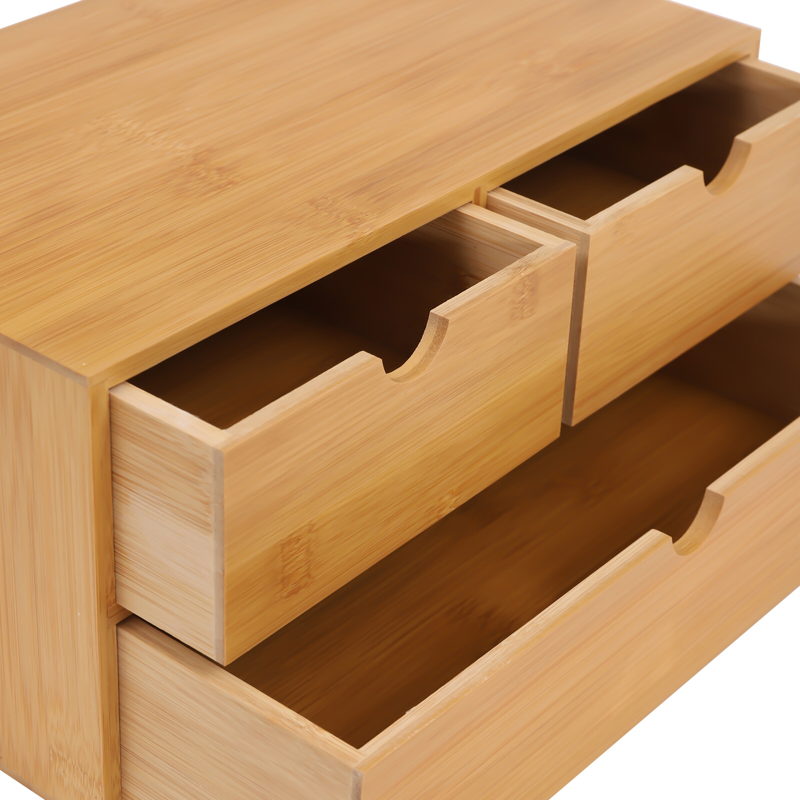 Bamboo Desk Organizer with 3 Drawers, Tabletop Storage Box No Assembly Required