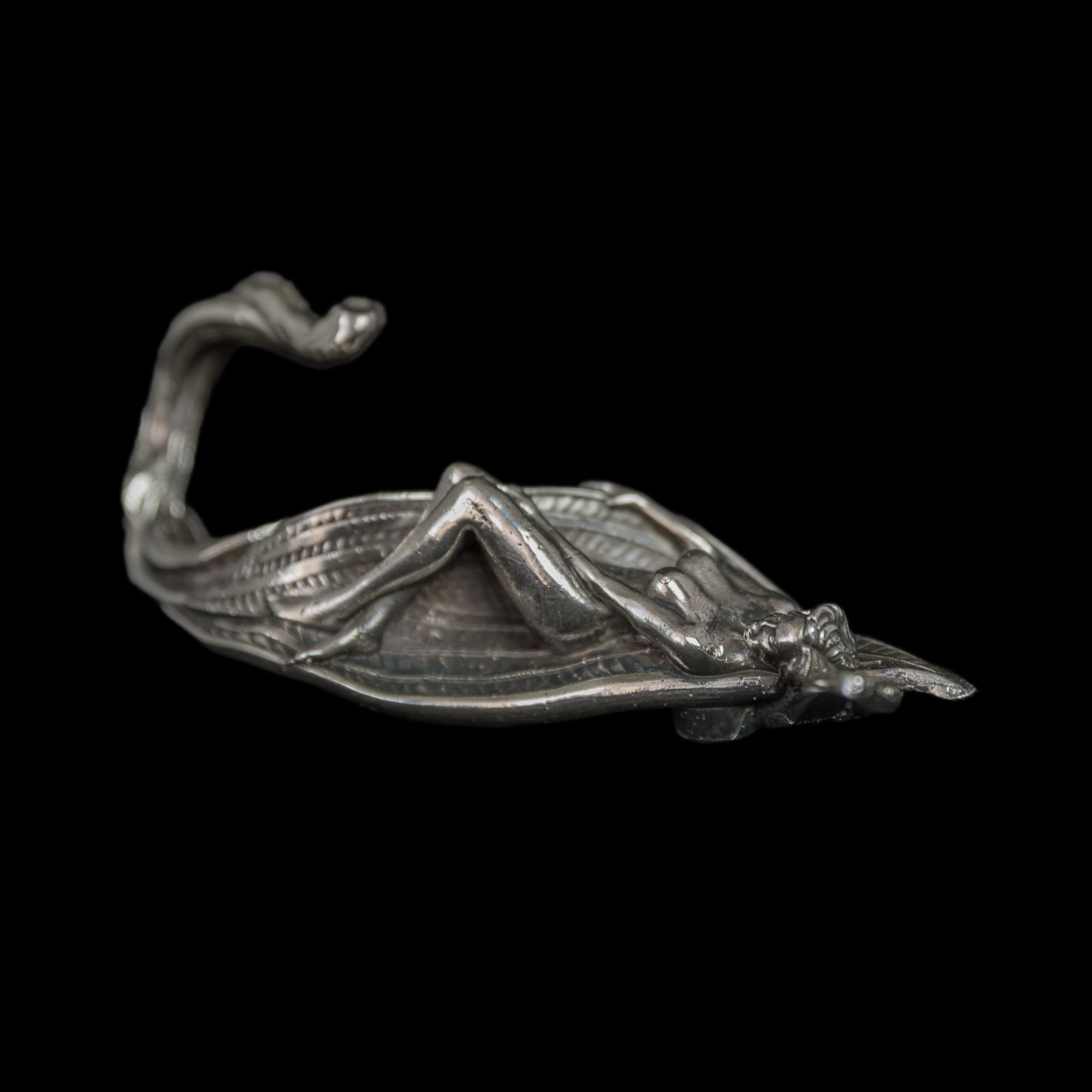 Fairy Wall Hook – Heavy Nickel Silver Art Nouveau Hanger–Fantasy Home Decor