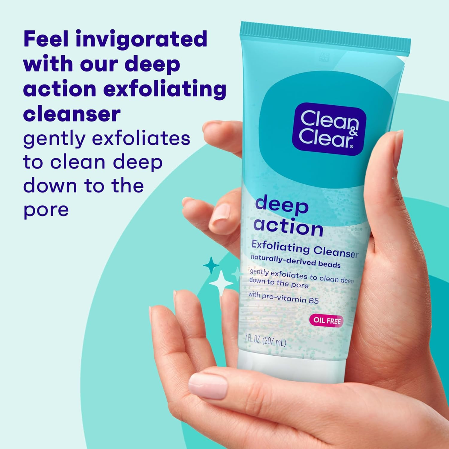 Deep Action Exfoliating Facial Cleanser, Scrub & Face Wash, Pro-Vitamin B5, Lact