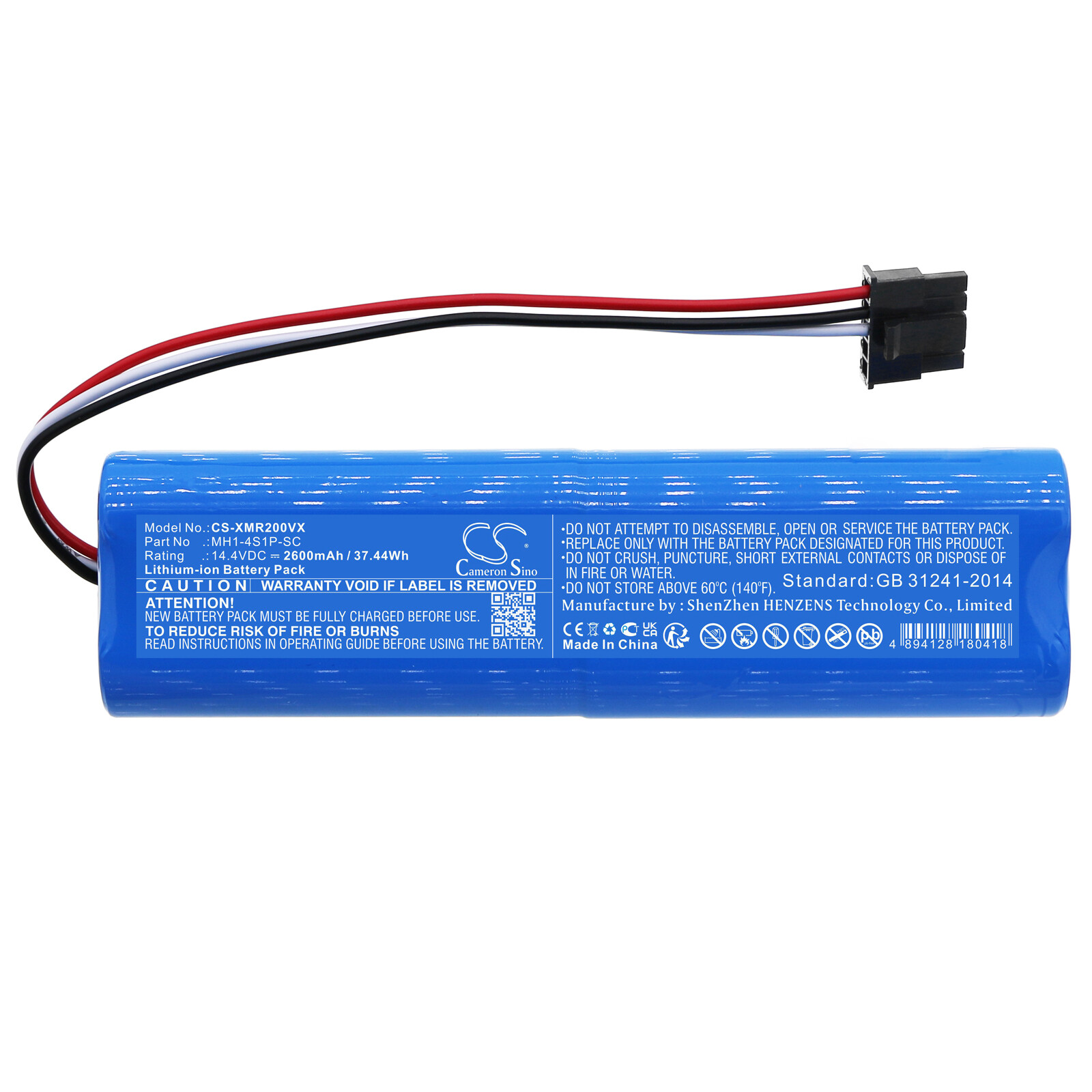 Battery for VIOMI V2 Pro,V3,V-RVCLM26B,V-RVCLMB21B,INR21700 50E-4S1P-CRL200S+