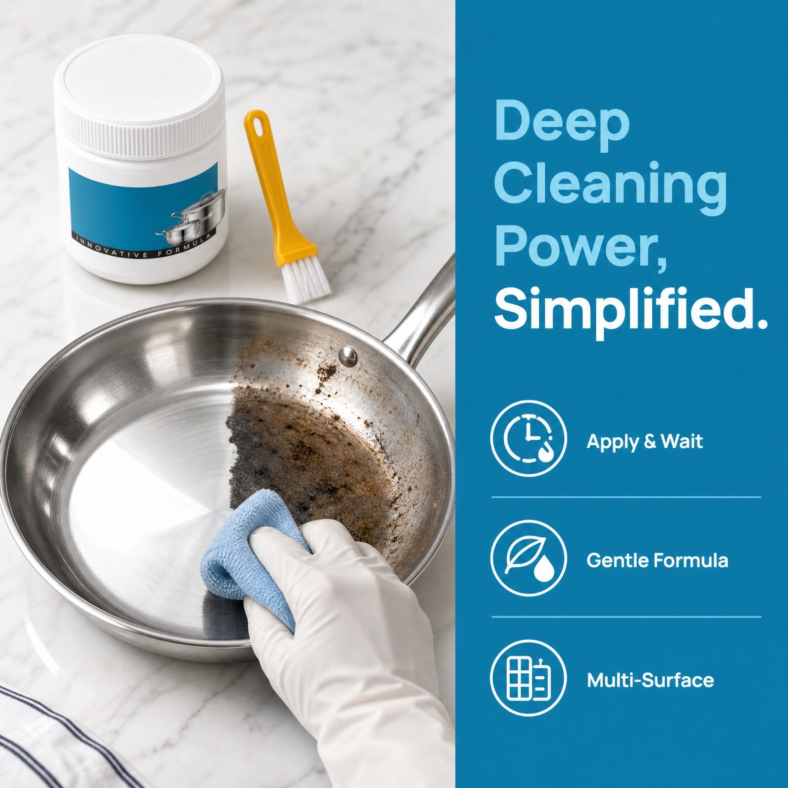 Burnt Residue Remover Paste Stainless Steel Pot Pan Cleaner Cookware Rust Stain