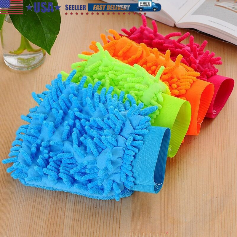 Double-sided chenille car wash gloves, car cleaning tools car cleaning gloves