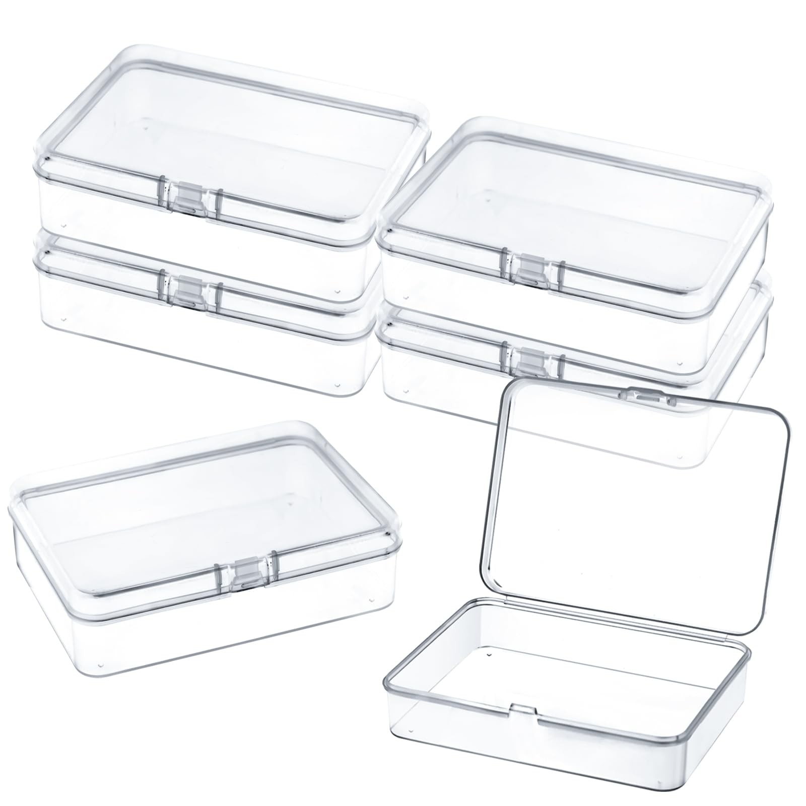 6 Pcs Mini Plastic Storage Containers with Lids, 4.5×3.4 Inches Clear Rectang…