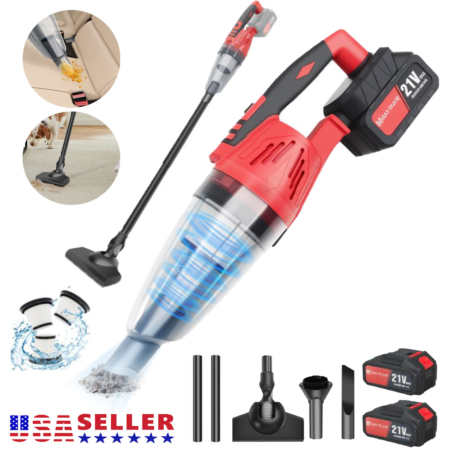 4 in 1 Cordless Vacuum Cleaner LED Rechargeable Lightweight Stick Vacuum Cleaner