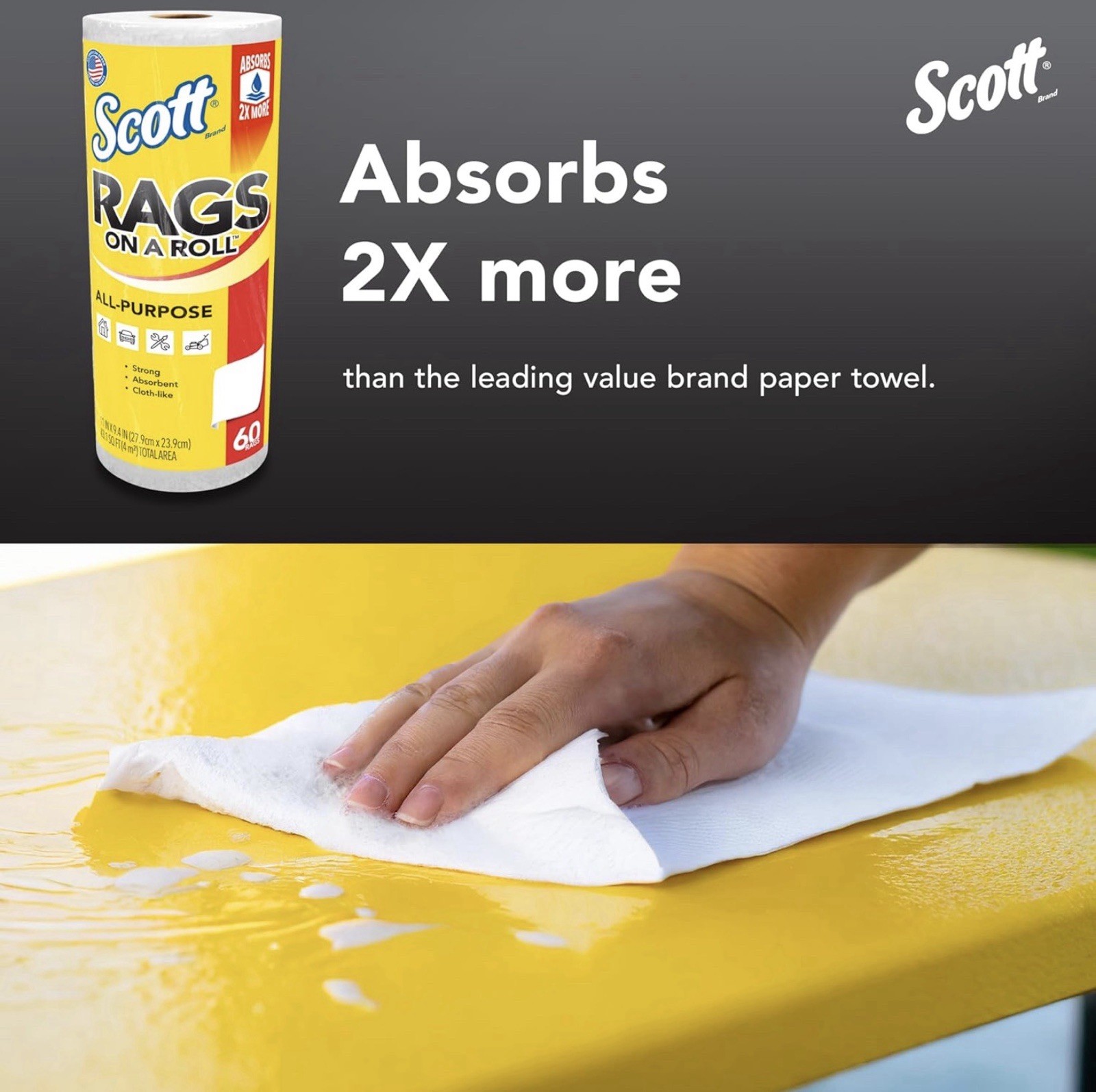 Scott® Rags On A Roll™ All-Purpose Towels ~ 12 Rolls 720 Total Sheets ~ 11”x9.4”