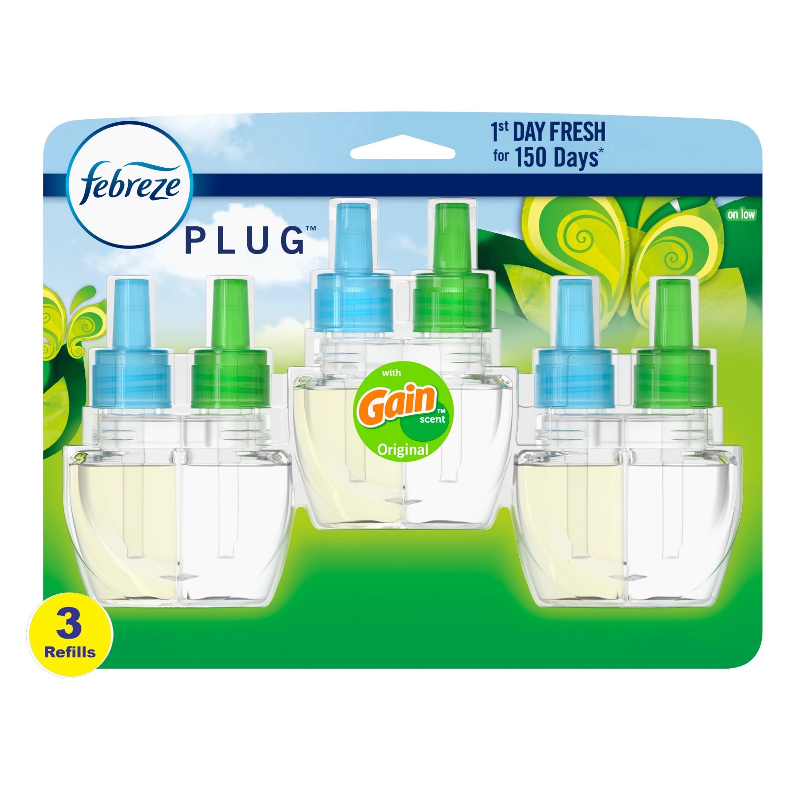 Febreze plug in air fresheners, gain original scent, scented oil refill 3-pack