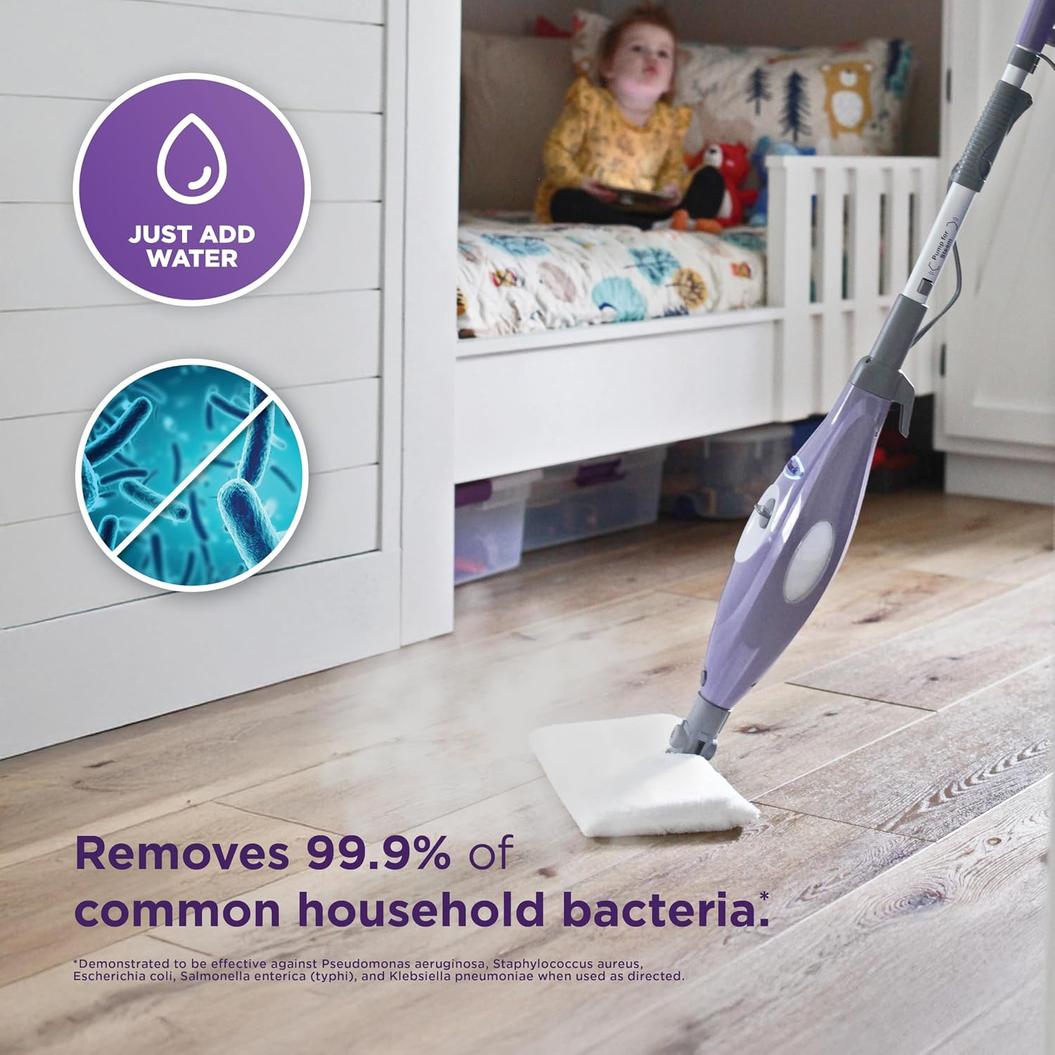Shark Steam Pocket Mop with 2 Washable Double-Sided Pads, Purple, S3501 | Lightw