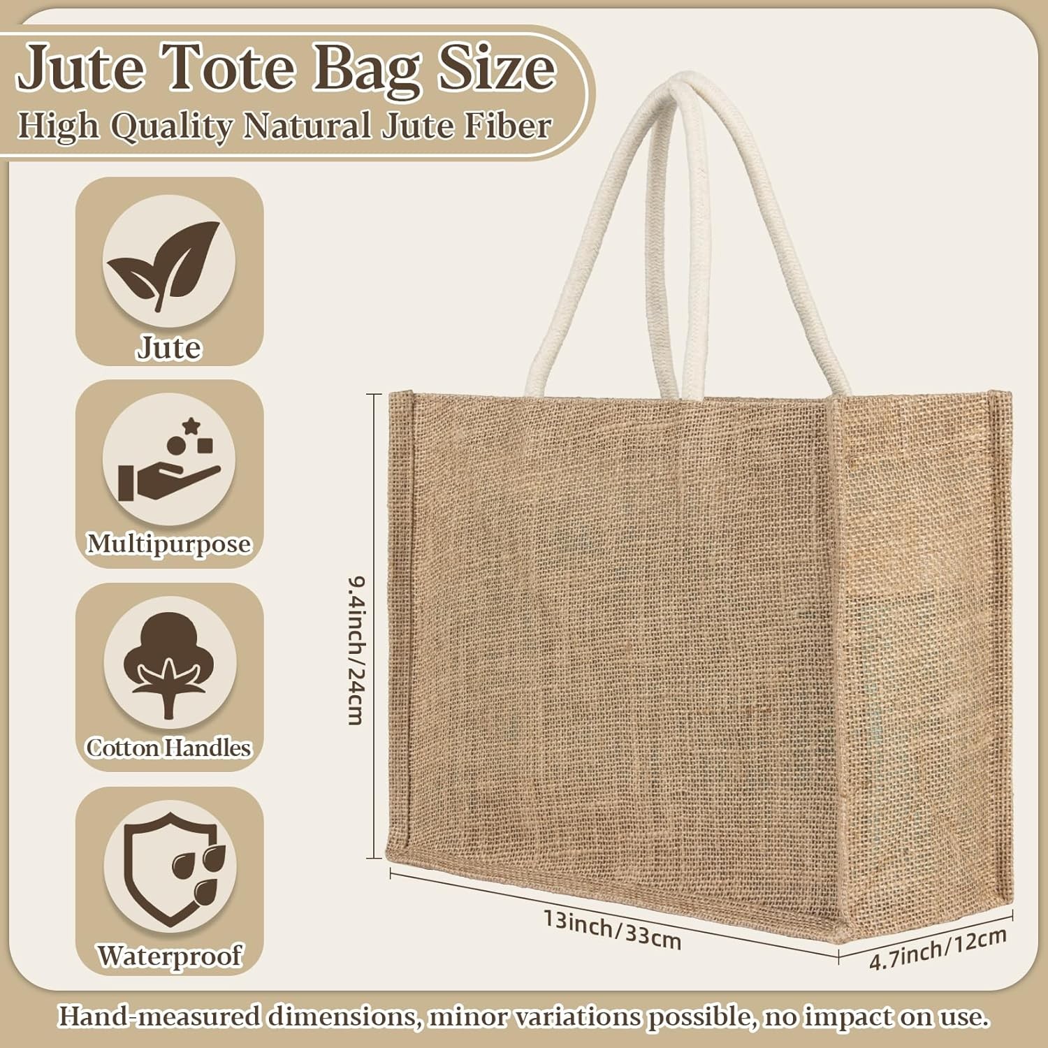 Burlap Tote Beach Bag Waterproof Jute Straw Bag Reusable Shopping Travel Gift