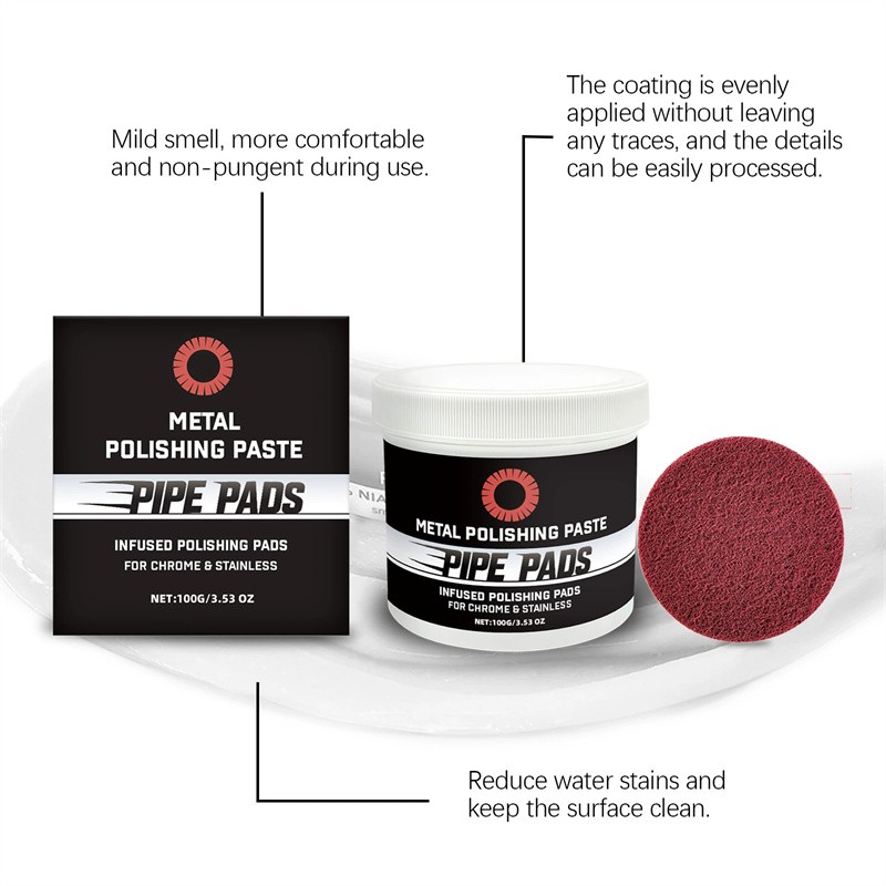 Metal Polish Paste Protectant Scratch Remover Pipe Infused Polishing Pads100g