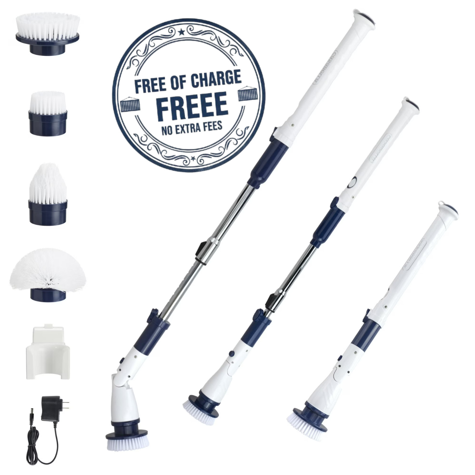 Casabella Power Spin Scrubber, Electric Cleaning Brush with Adjustable Head