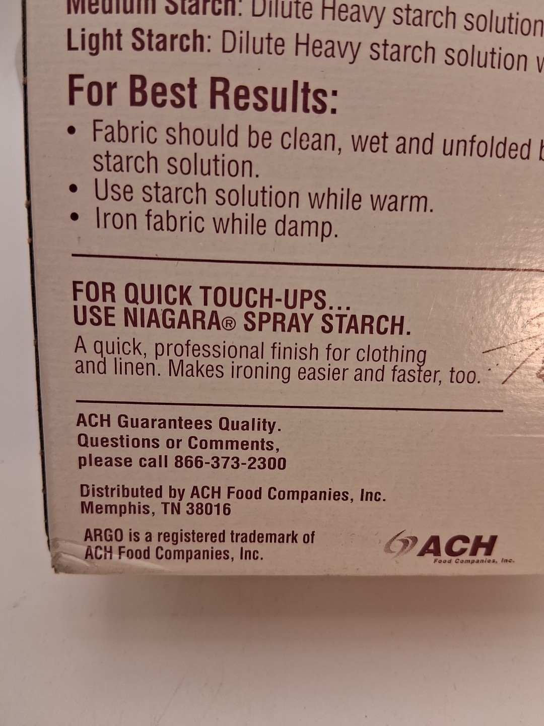 ARGO Gloss Laundry Starch Remove Greasy Spots 16 oz Sealed Expired 1 lb