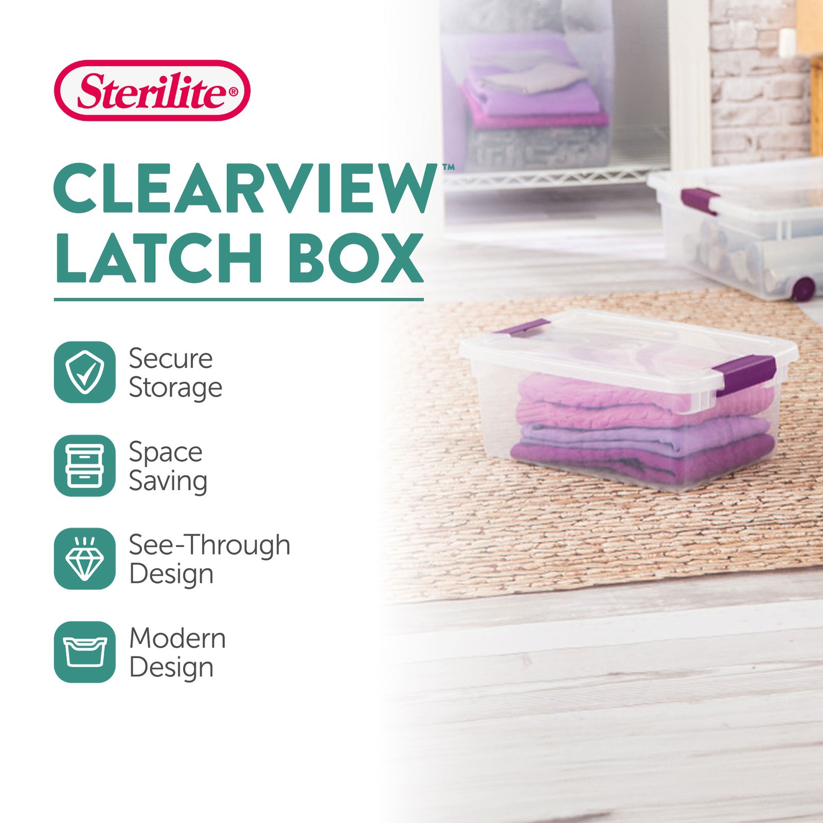 Sterilite 15 Qt. Plastic Stackable Storage Container with Lid, Clear (12 Pack)