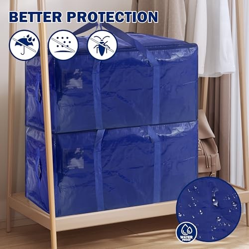 8 Pack Extra Heavy Duty Large Moving Bags with Strong 24 gal-Dark Blue 8.0