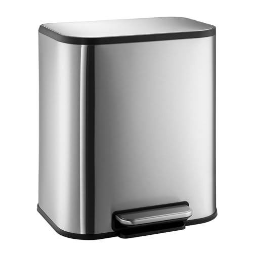 Rectangular Stainless Steel Trash Can, Fingerprint-Resistant Step 5.3 Gal/20L