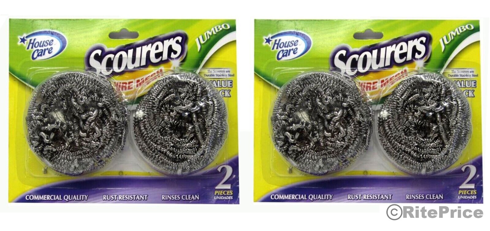 Jumbo 4 PCS Stainless Steel Sponges Scrubbing Scourer Pad For Kitchen (2 Pack)