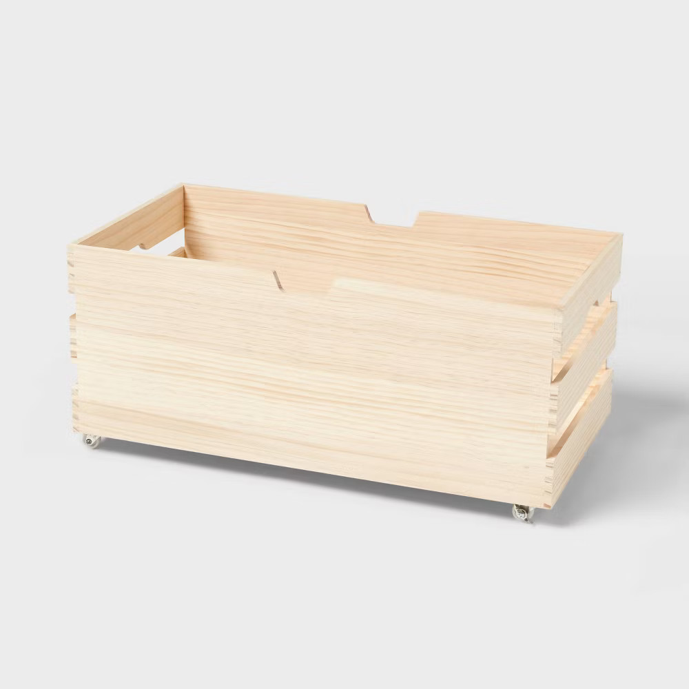 Large Wood Bin with Wheels – Brightroom
