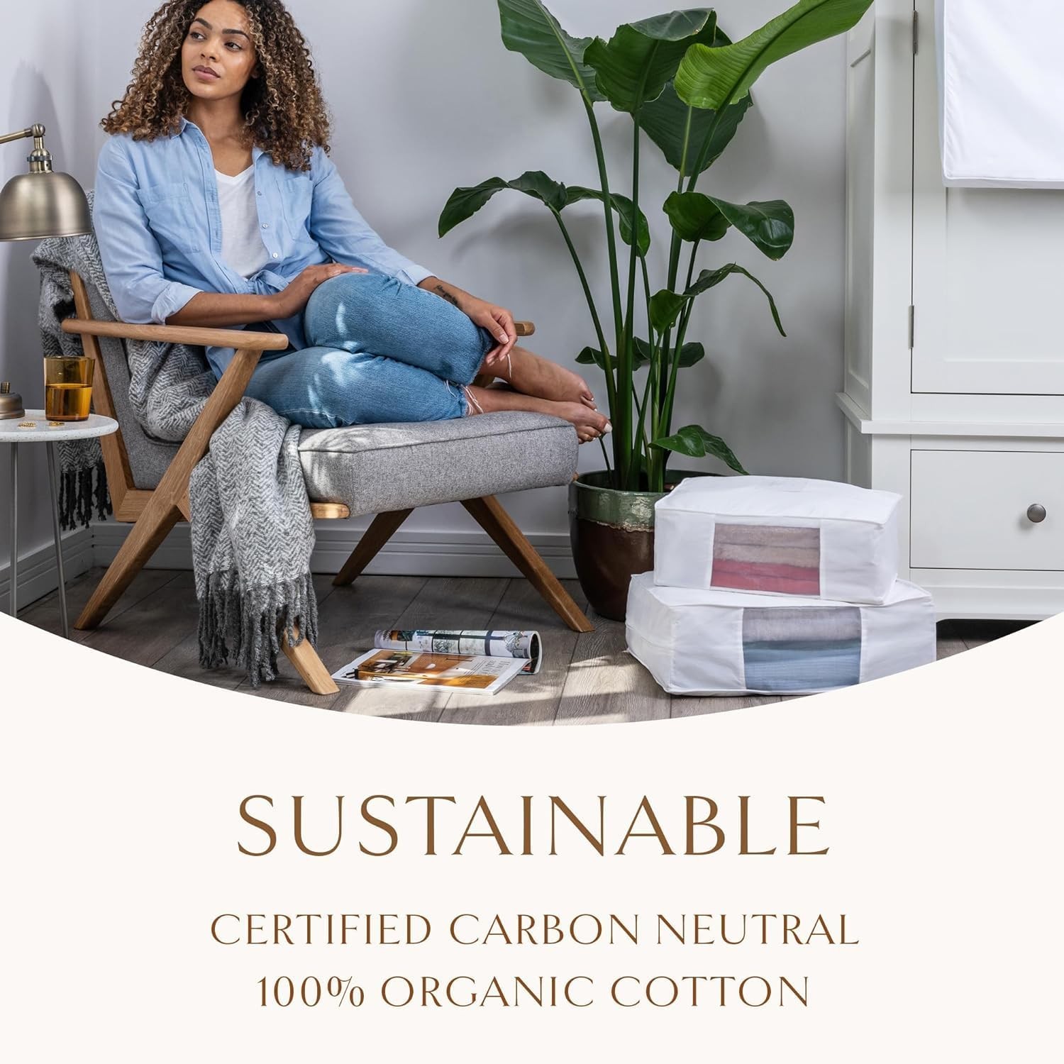 Hayden Hill Luxury Organic Cotton Sweater Storage Bag – Fits 4 Fine L, White